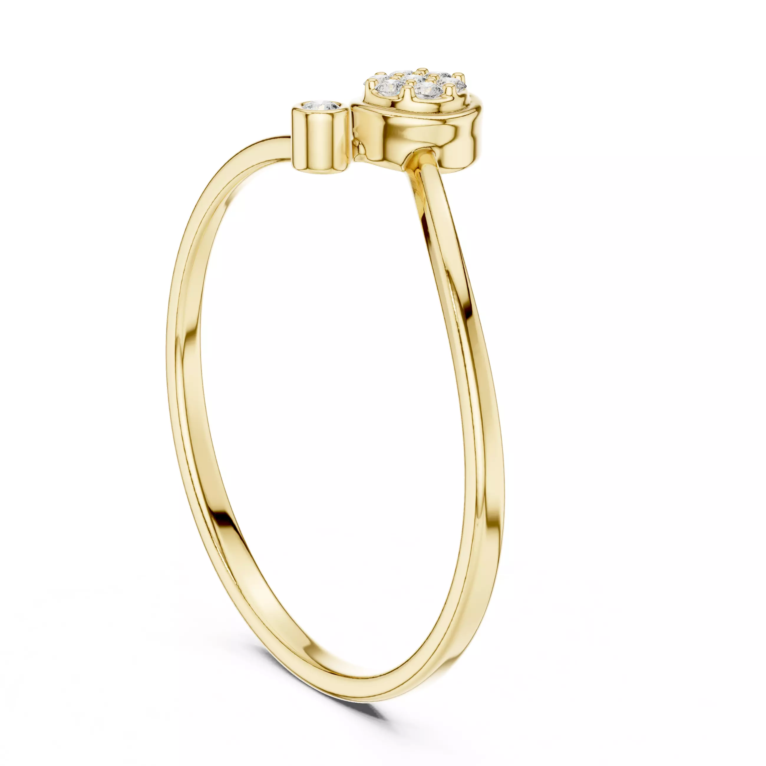 Bezel Set Round Diamond Curved Engagement Ring 3DM STL Video 3D print model_6