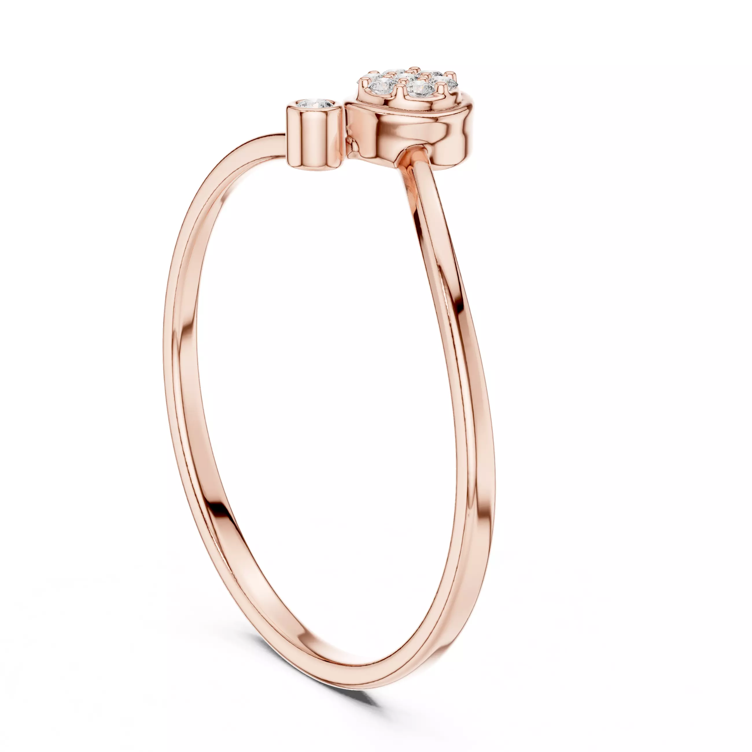 Bezel Set Round Diamond Curved Engagement Ring 3DM STL Video 3D print model_3