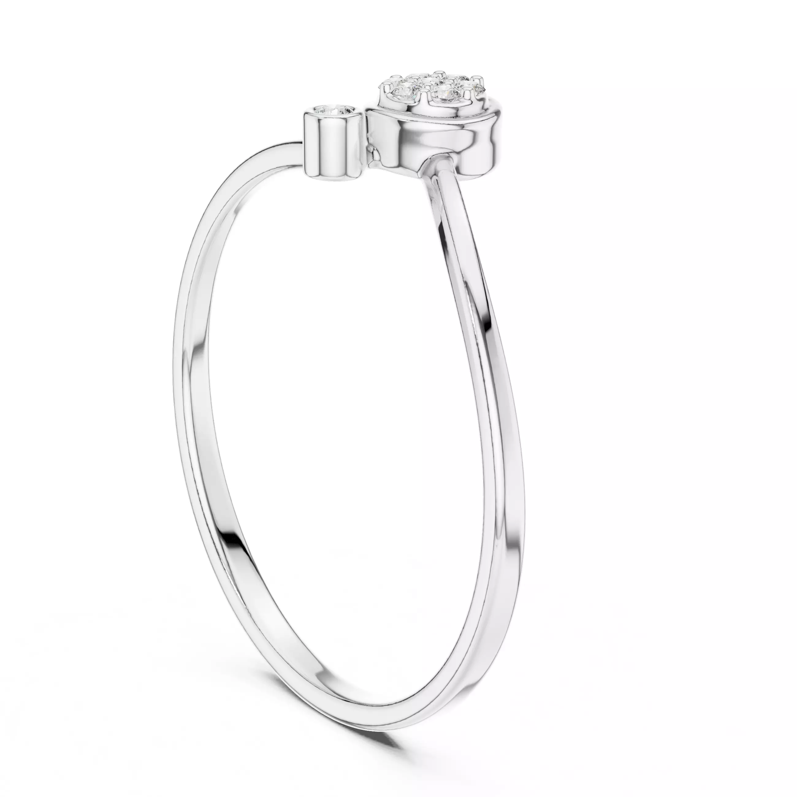 Bezel Set Round Diamond Curved Engagement Ring 3DM STL Video 3D print model_9