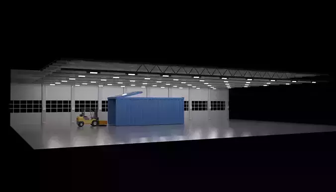 Yellow mobile forklift 3D factory