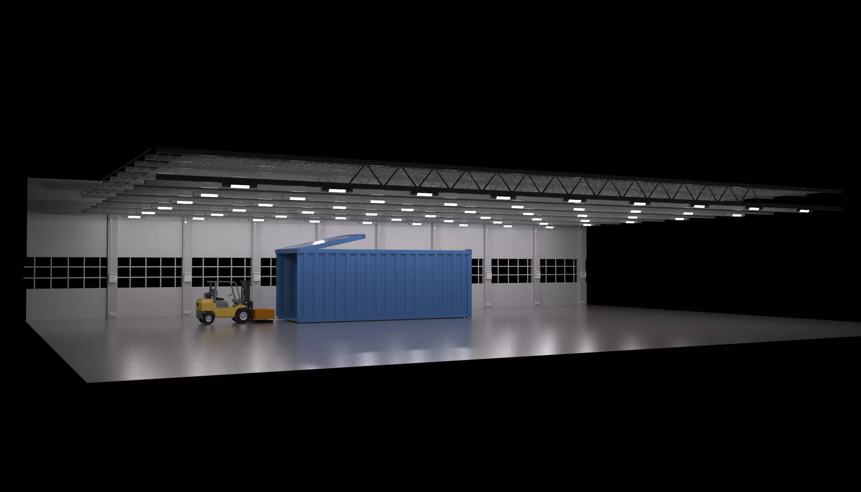 Yellow mobile forklift 3D factory 3D model_0