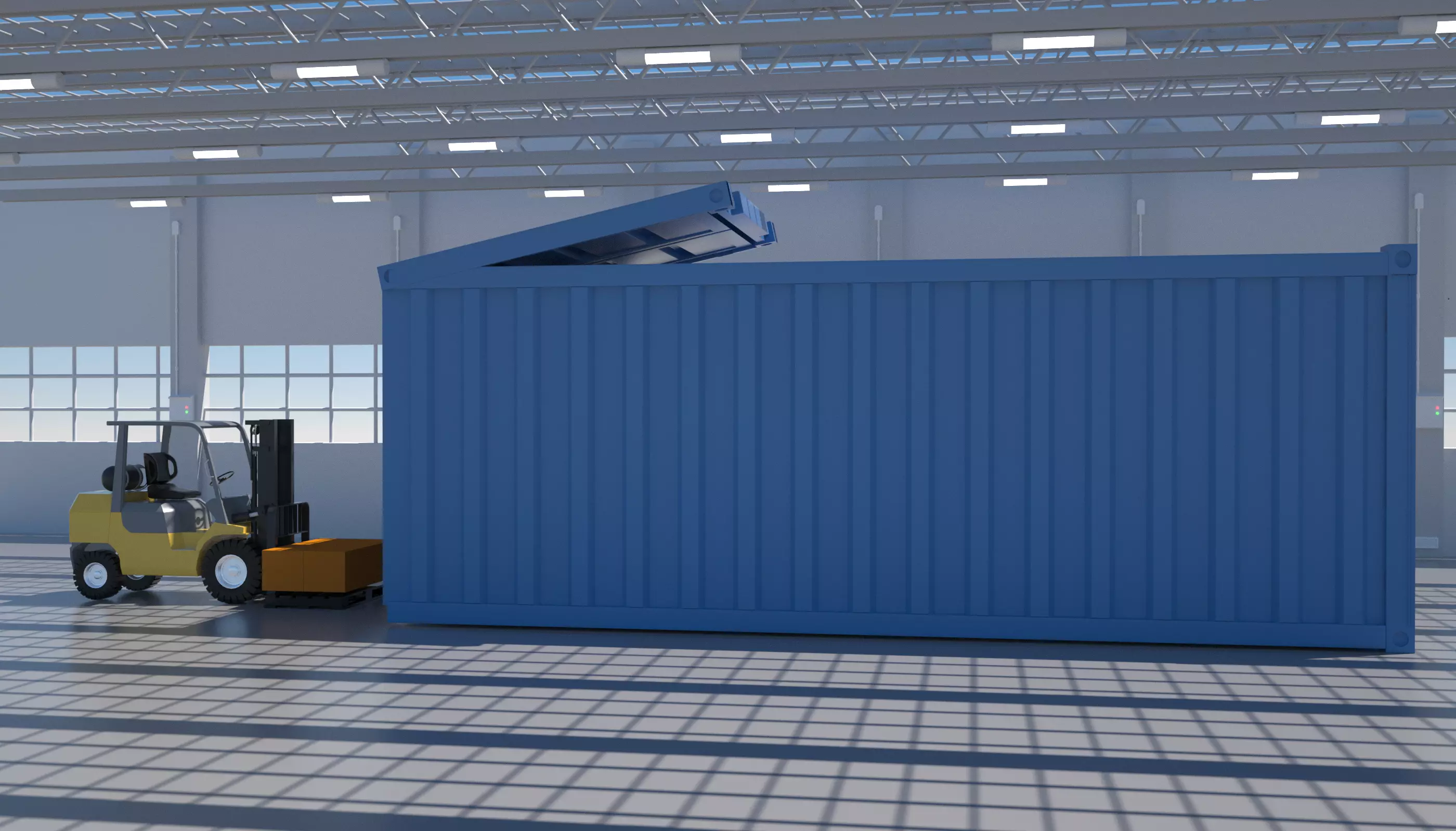 Yellow mobile forklift 3D factory 3D model_6