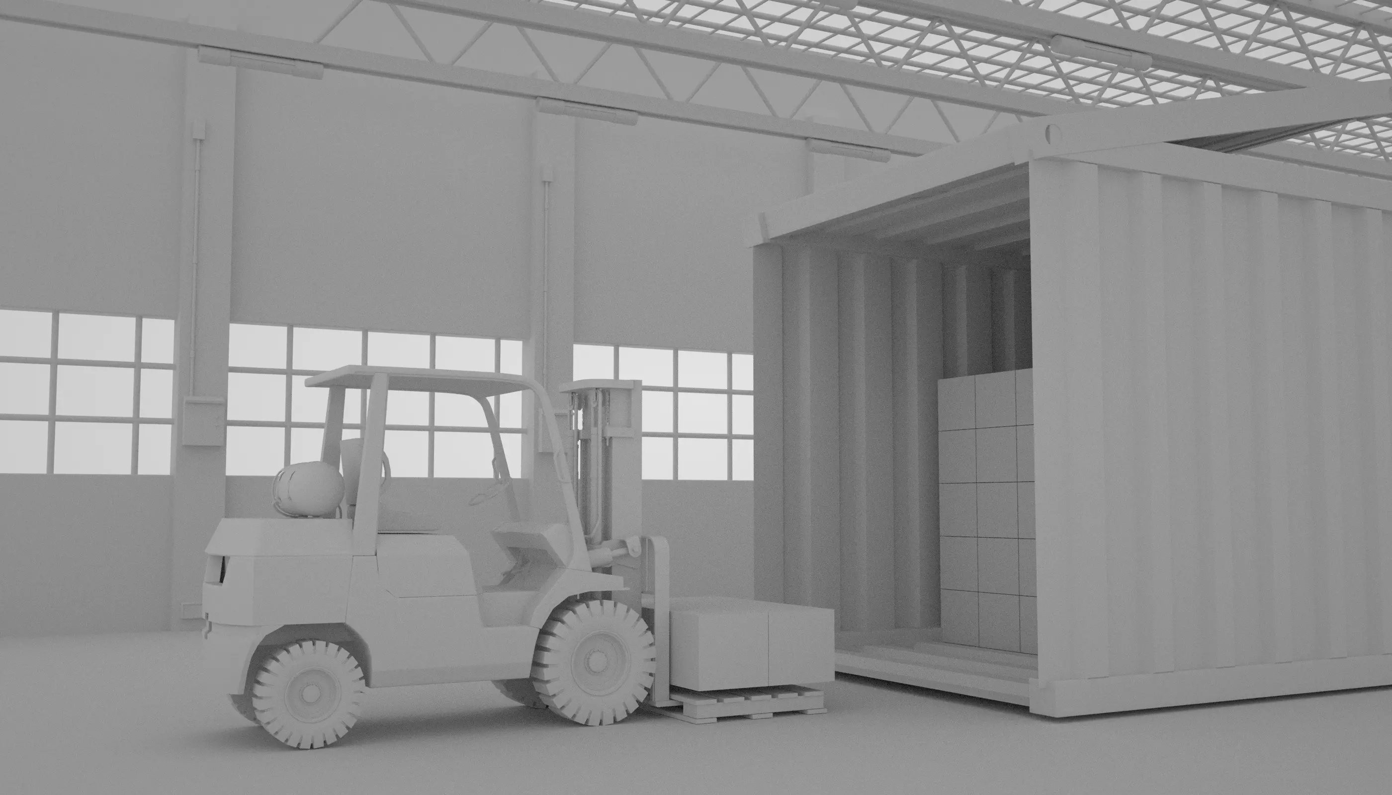Yellow mobile forklift 3D factory 3D model_11