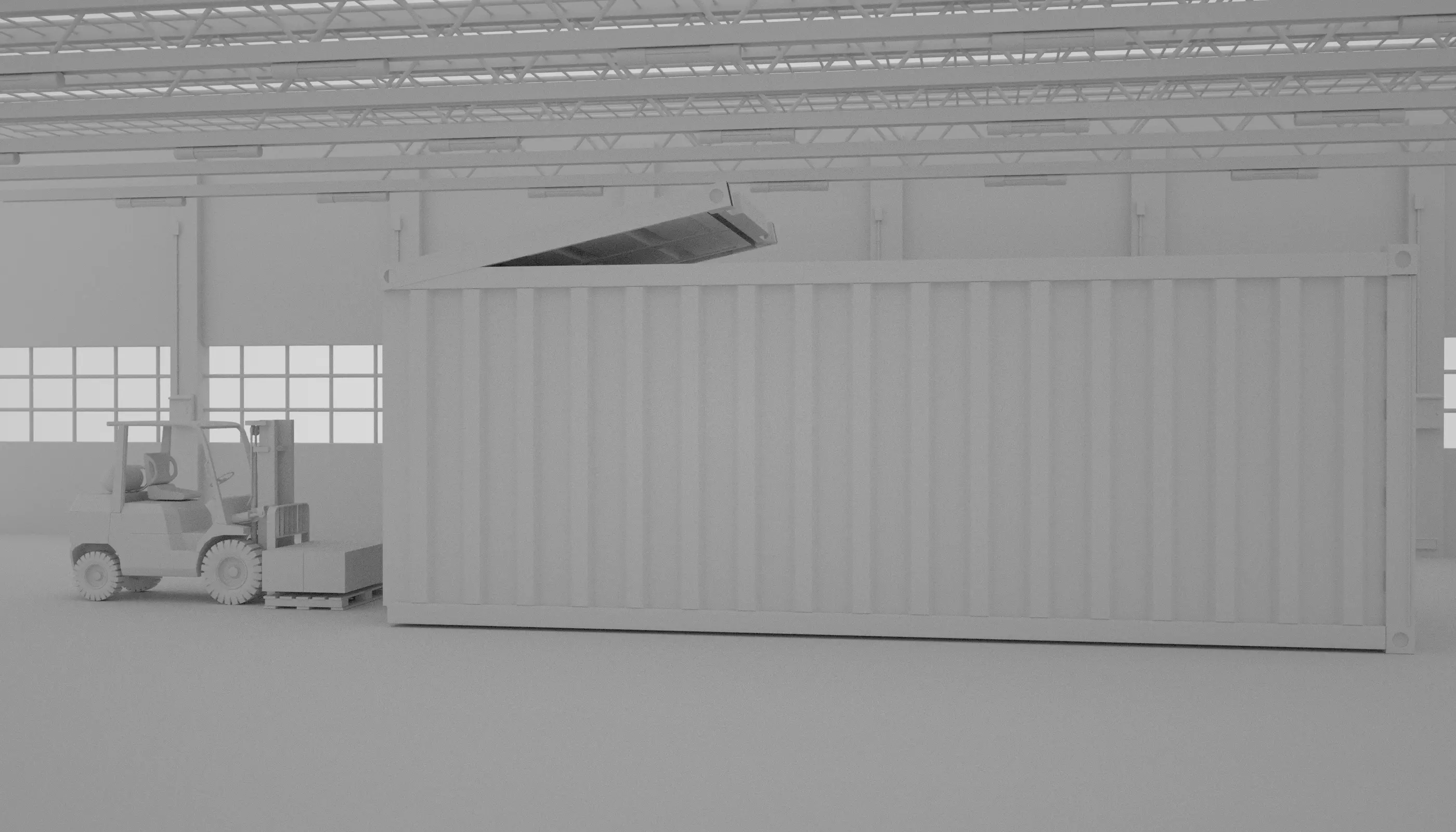 Yellow mobile forklift 3D factory 3D model_9