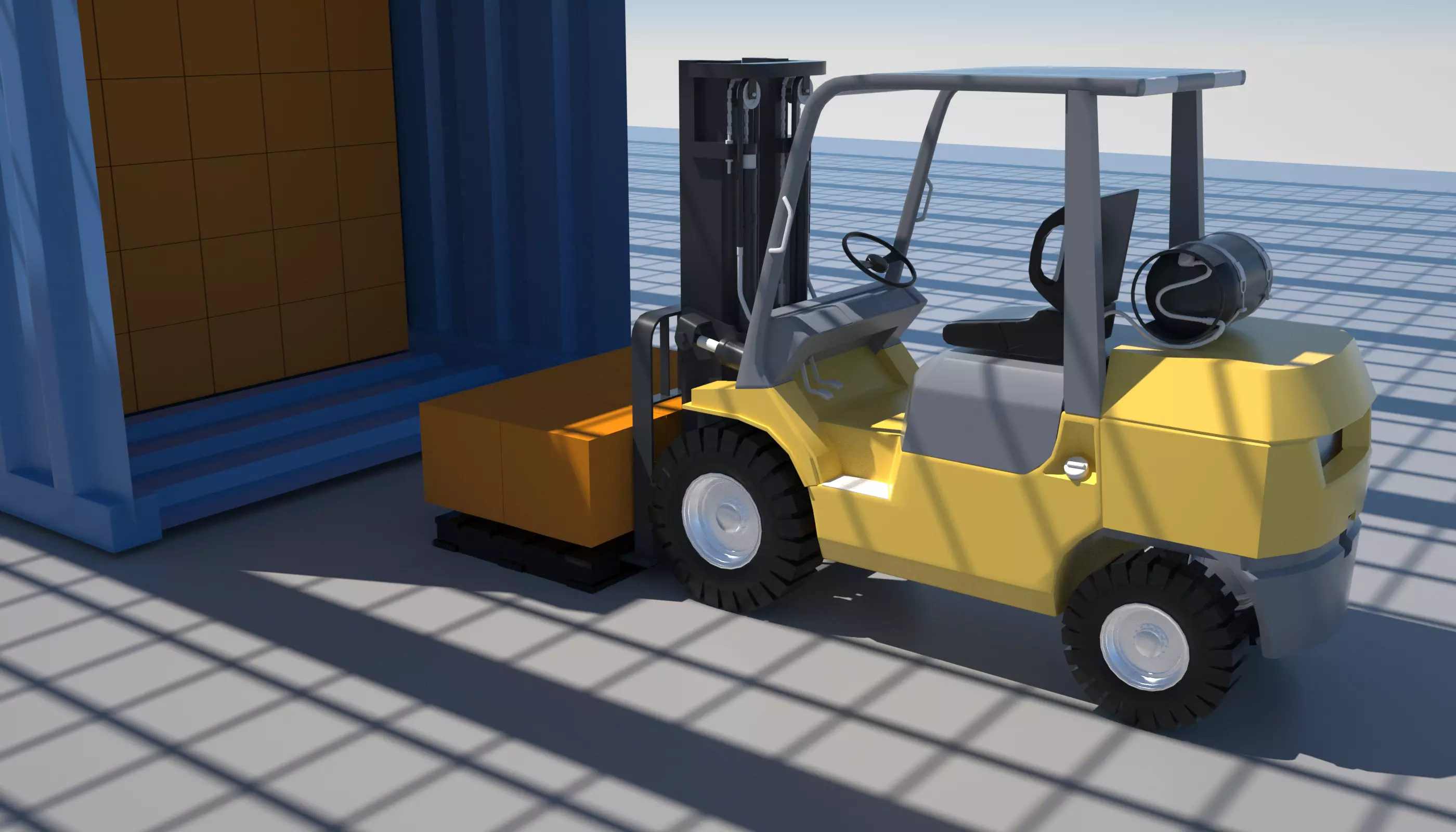 Yellow mobile forklift 3D factory 3D model_4