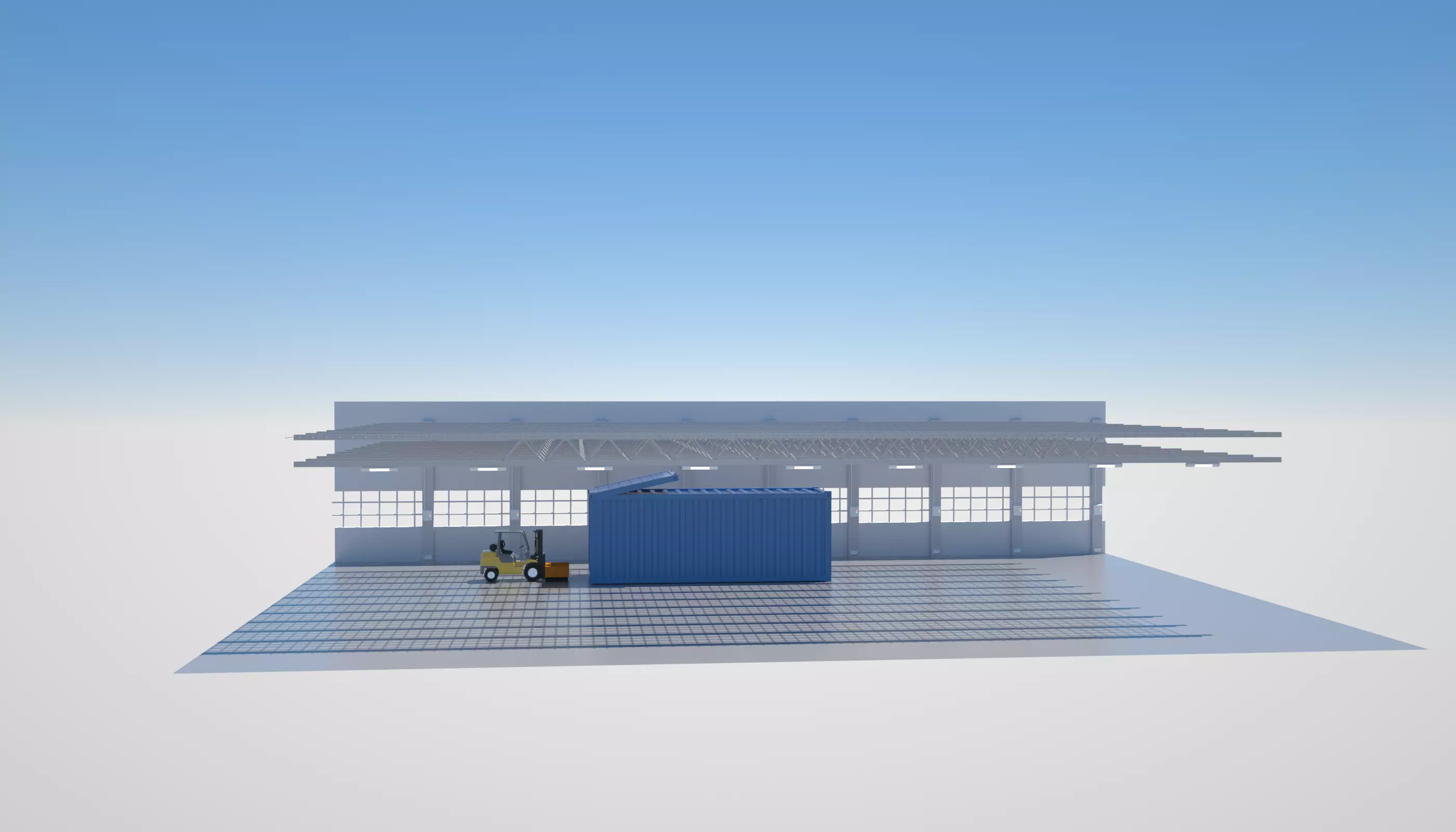 Yellow mobile forklift 3D factory 3D model_3