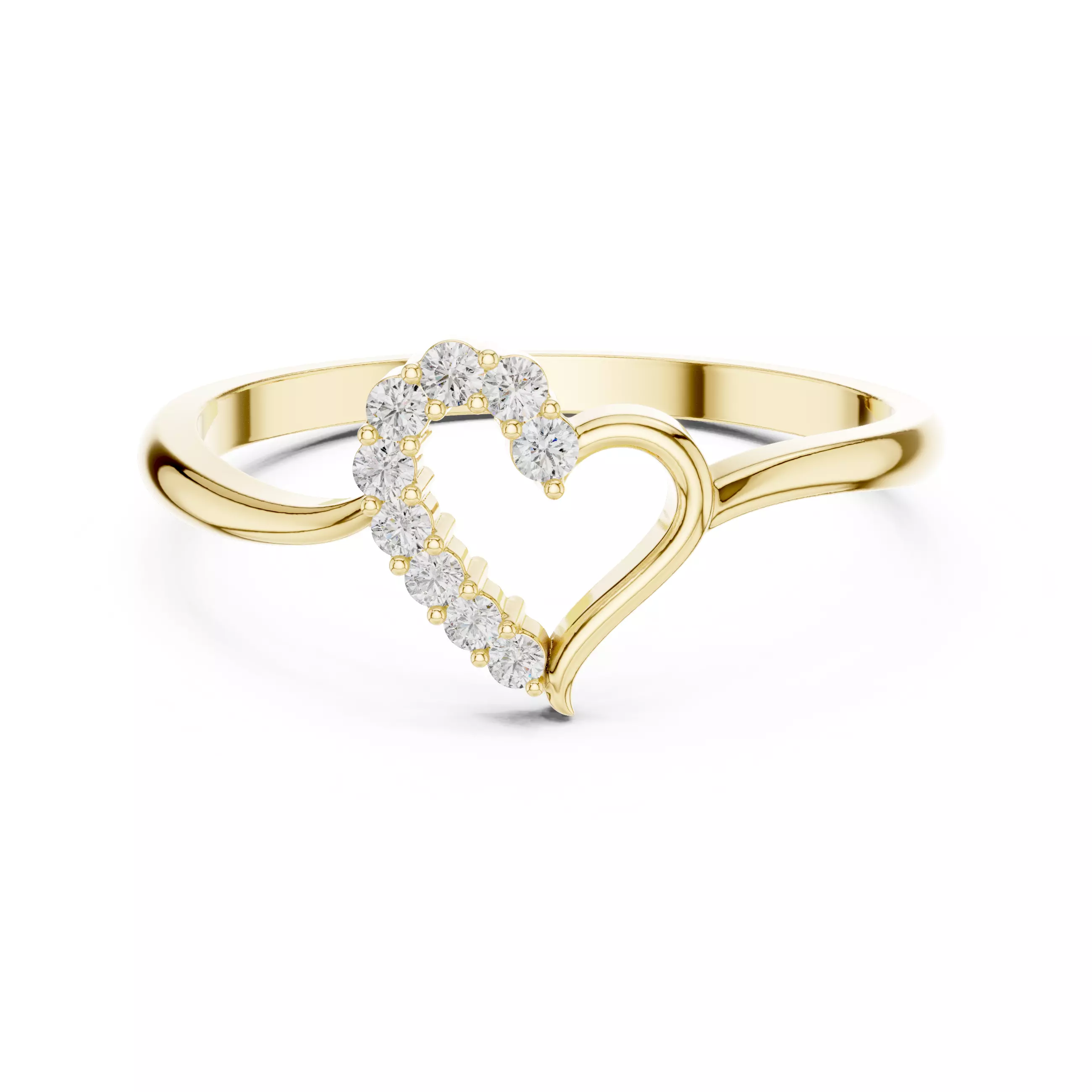 Round Cut Diamond Heart Shape Love Engagement Ring 3DM STL Video 3D print model_1