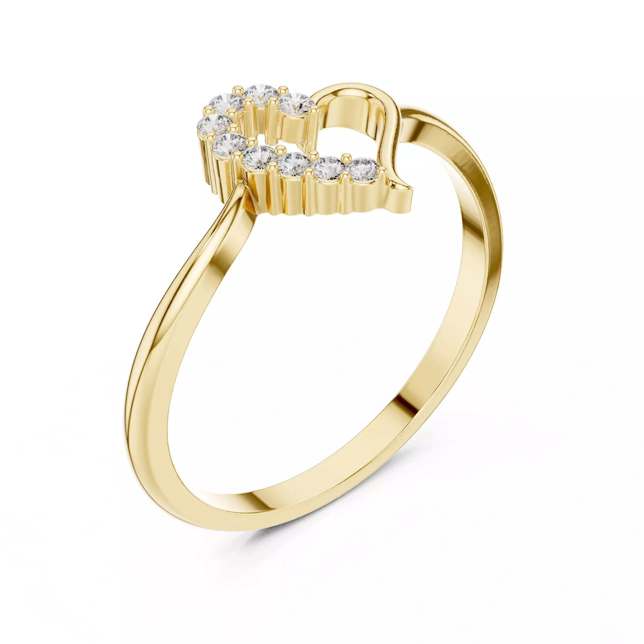 Round Cut Diamond Heart Shape Love Engagement Ring 3DM STL Video 3D print model_7