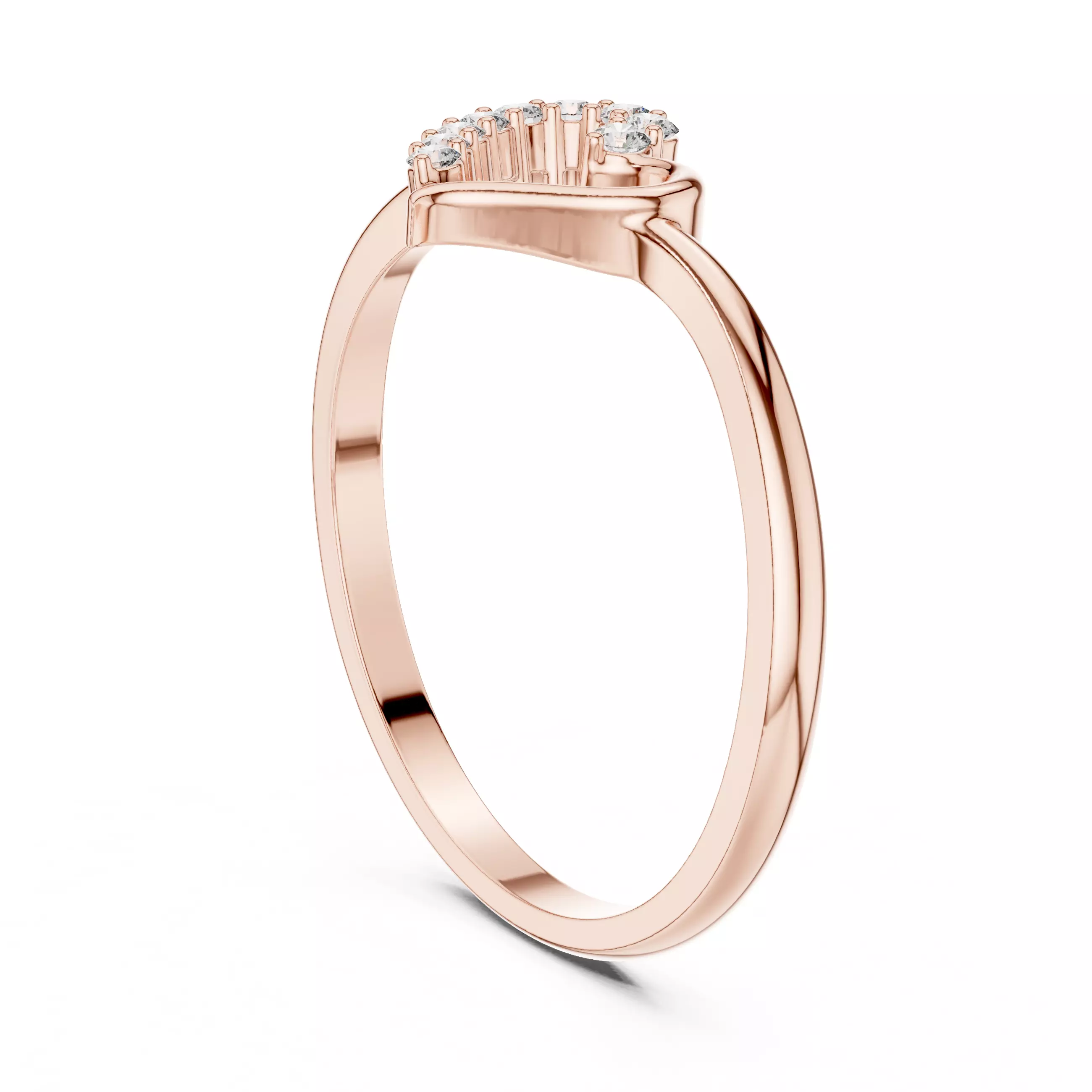 Round Cut Diamond Heart Shape Love Engagement Ring 3DM STL Video 3D print model_3