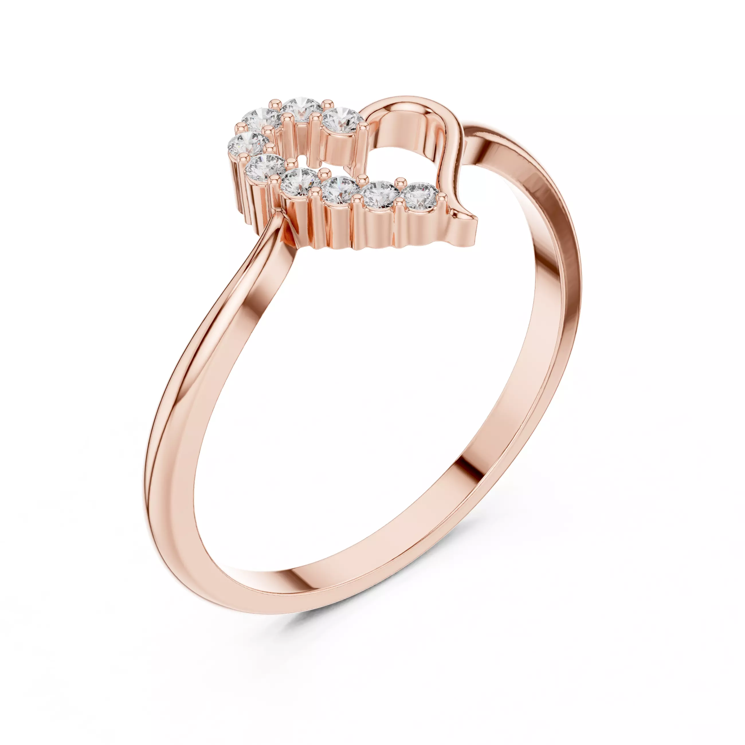 Round Cut Diamond Heart Shape Love Engagement Ring 3DM STL Video 3D print model_4