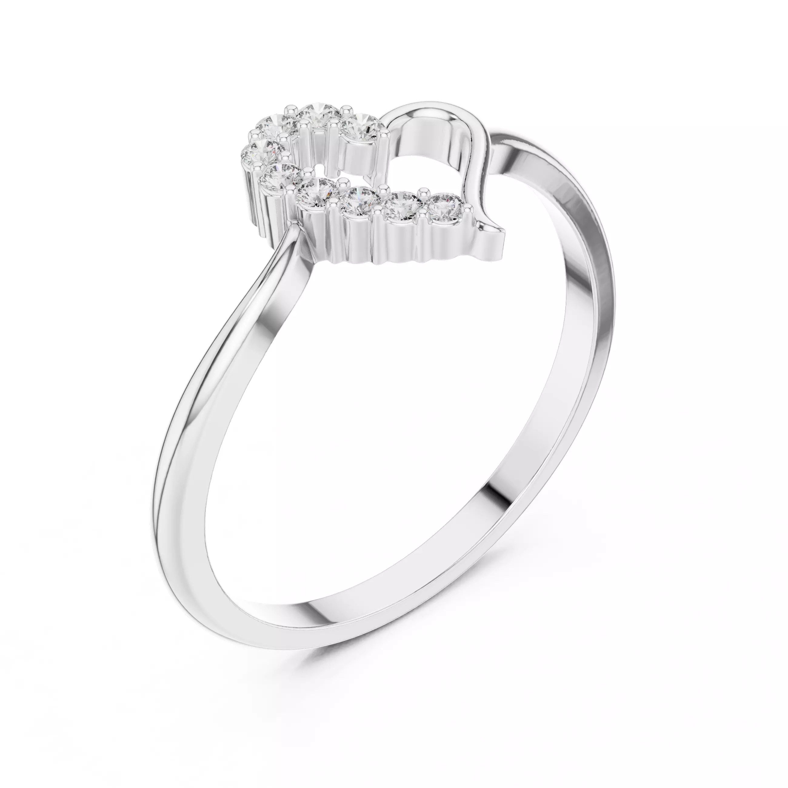 Round Cut Diamond Heart Shape Love Engagement Ring 3DM STL Video 3D print model_10