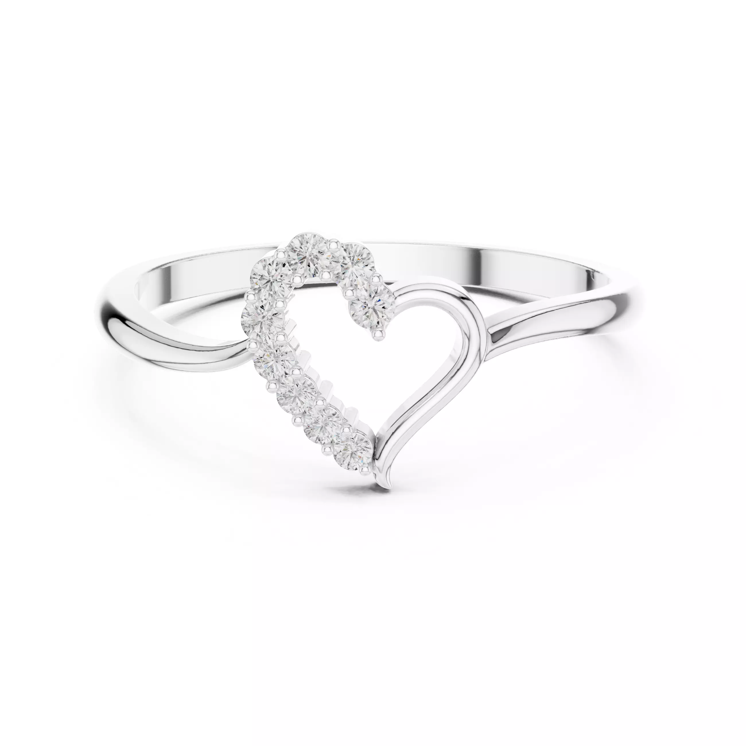 Round Cut Diamond Heart Shape Love Engagement Ring 3DM STL Video 3D print model_2