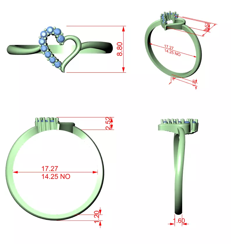 Round Cut Diamond Heart Shape Love Engagement Ring 3DM STL Video 3D print model_12