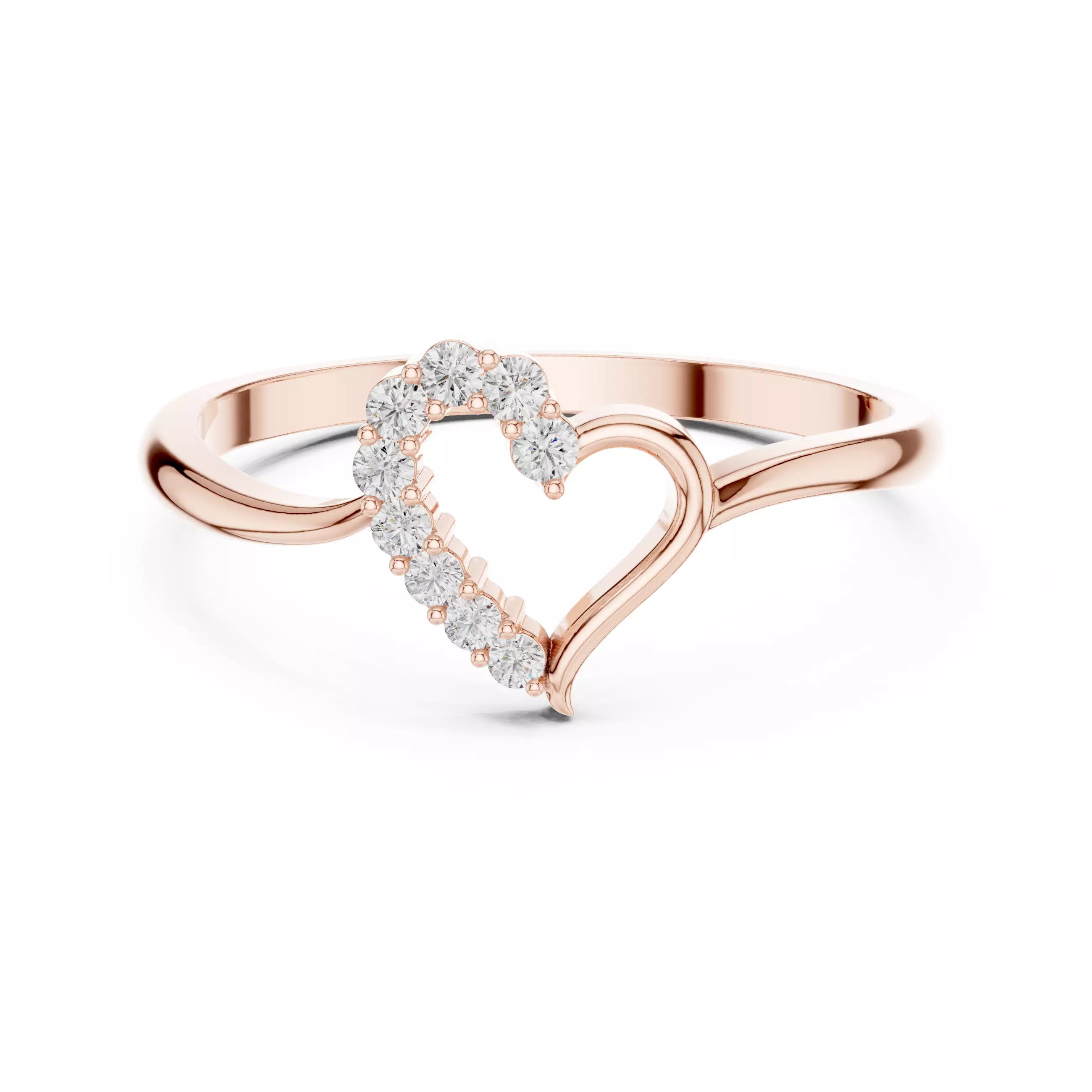 Round Cut Diamond Heart Shape Love Engagement Ring 3DM STL Video 3D print model_0