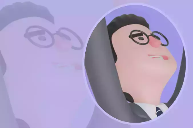 Stylized 3DMale Teacher Character-Cartoon Jumping with TrophyWin