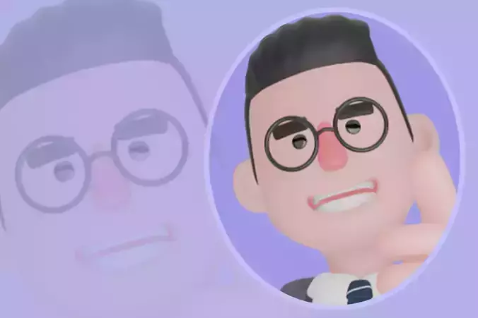 Stylized 3D Male Teacher Character-Holding Trophy with Thumbs Up