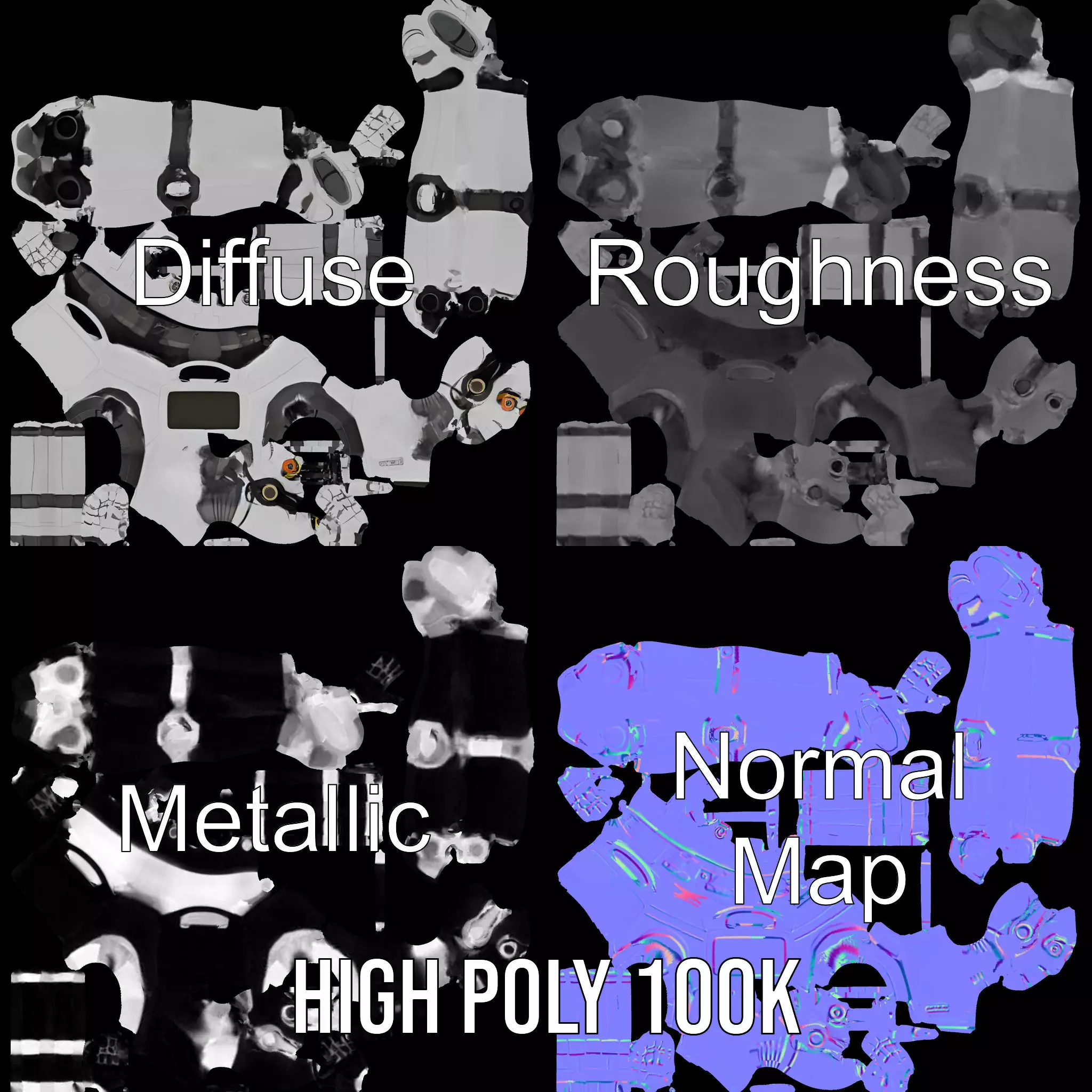 Retro Robot model pack Low-poly 3D model_4