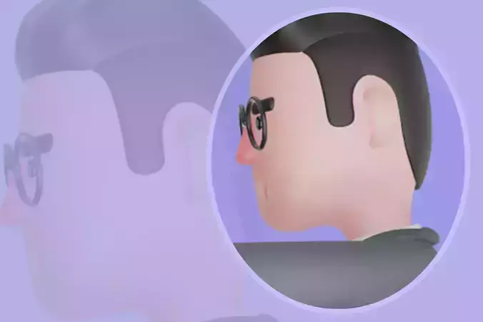 Stylized 3D Male Teacher Character - Cartoon Pushing Gift Box