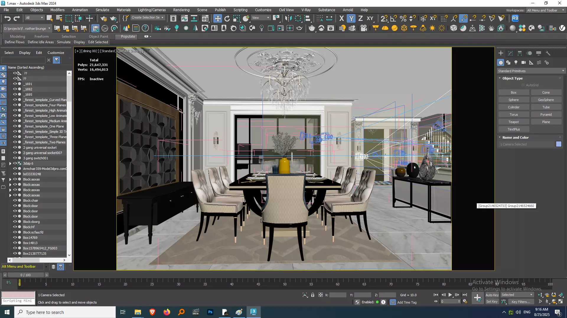 Elegant Modern Classic Open Plan Living  Dining Scene 3D model_11