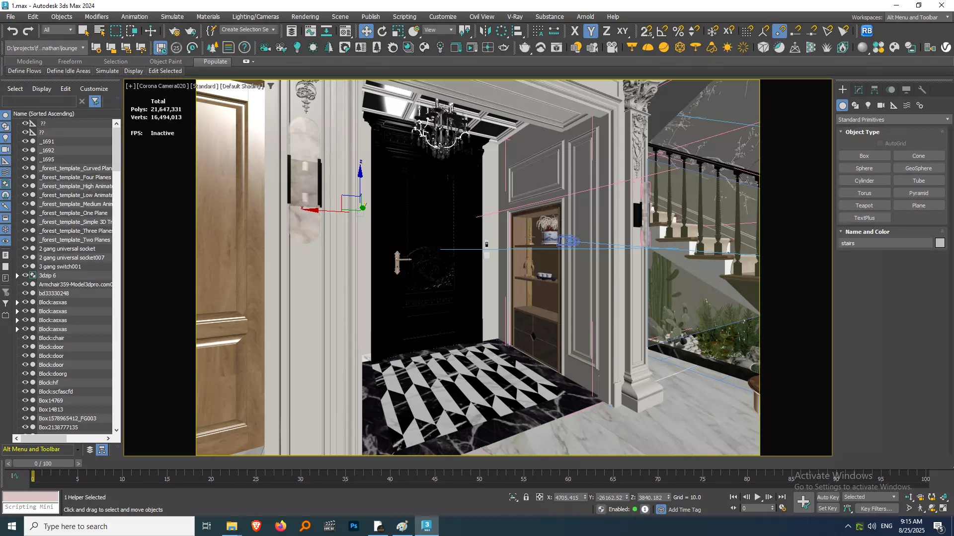 Elegant Modern Classic Open Plan Living  Dining Scene 3D model_9