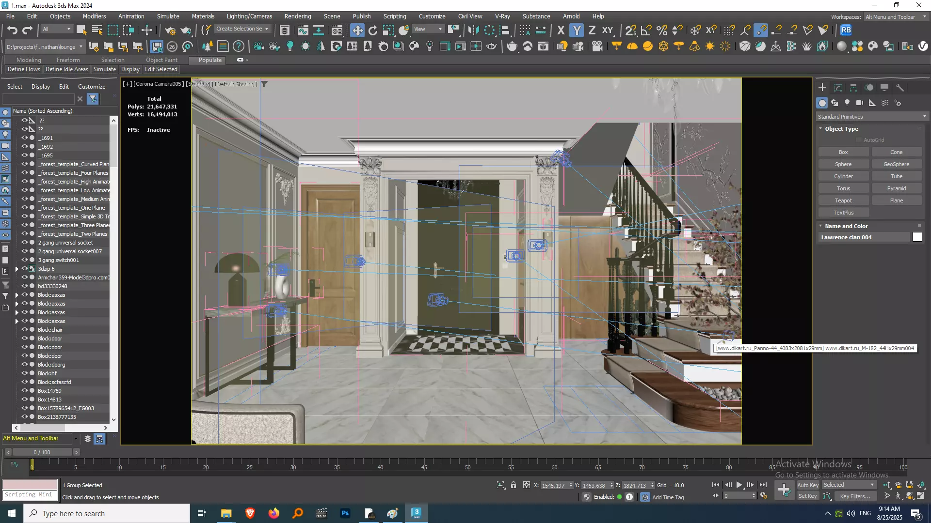 Elegant Modern Classic Open Plan Living  Dining Scene 3D model_7