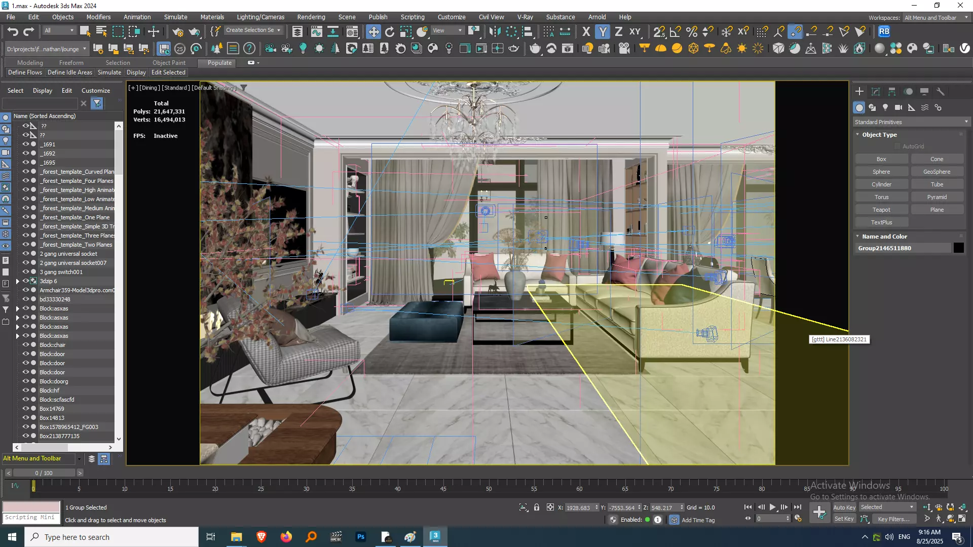 Elegant Modern Classic Open Plan Living  Dining Scene 3D model_10