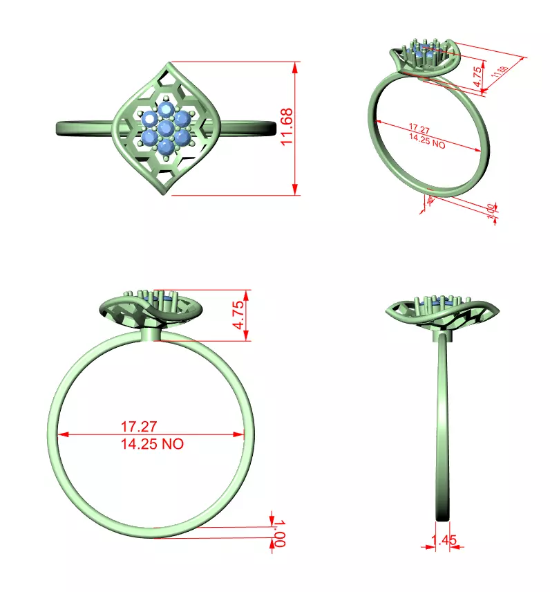 Seven Round Diamond Engagement Wedding Ring 3DM STL Video 3D print model_6