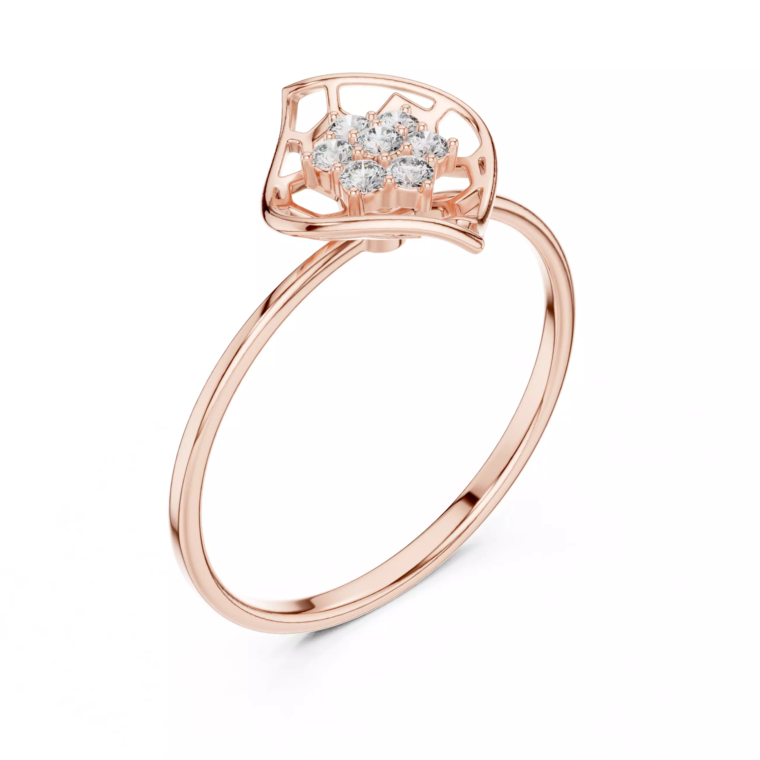 Seven Round Diamond Engagement Wedding Ring 3DM STL Video 3D print model_1