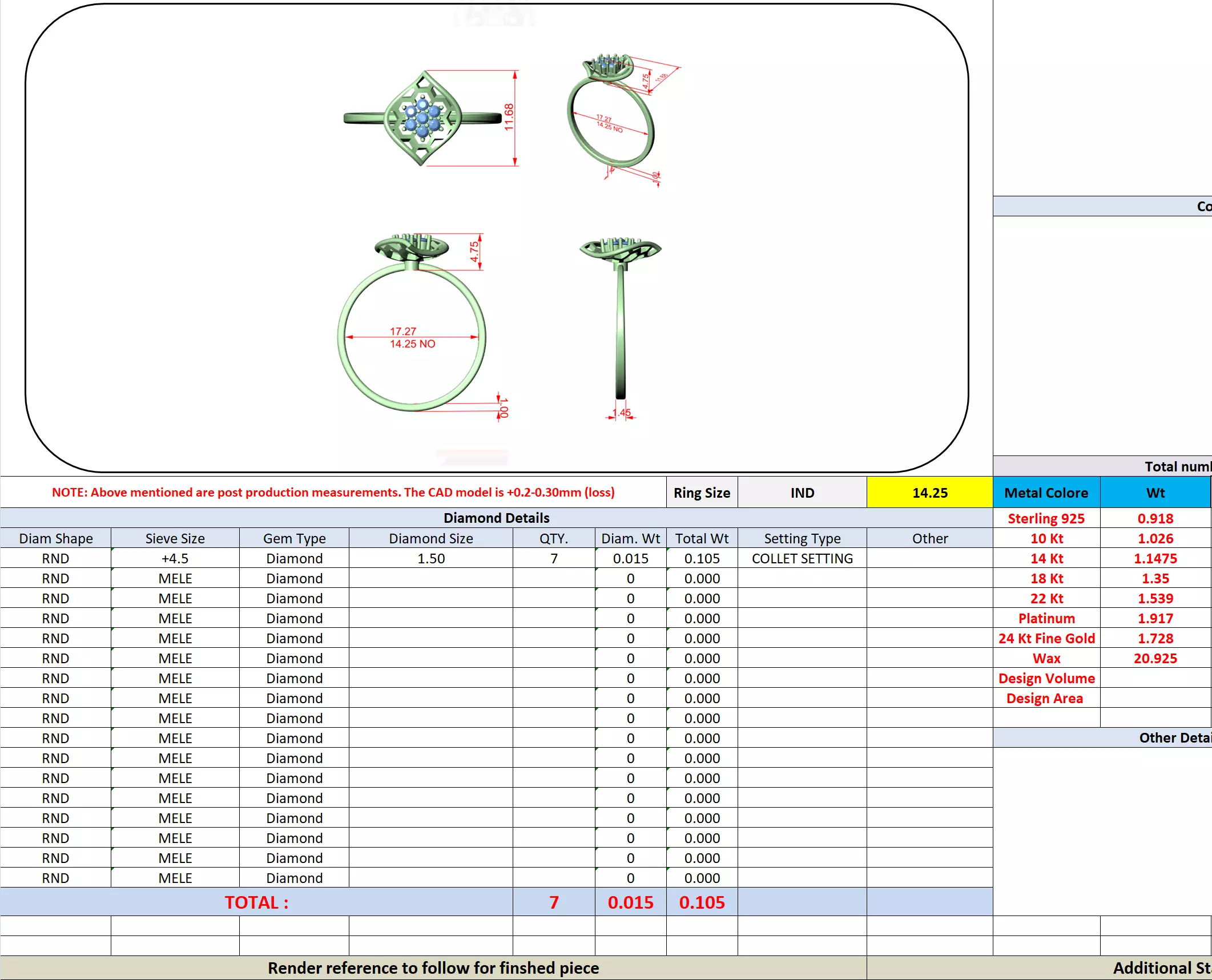 Seven Round Diamond Engagement Wedding Ring 3DM STL Video 3D print model_7