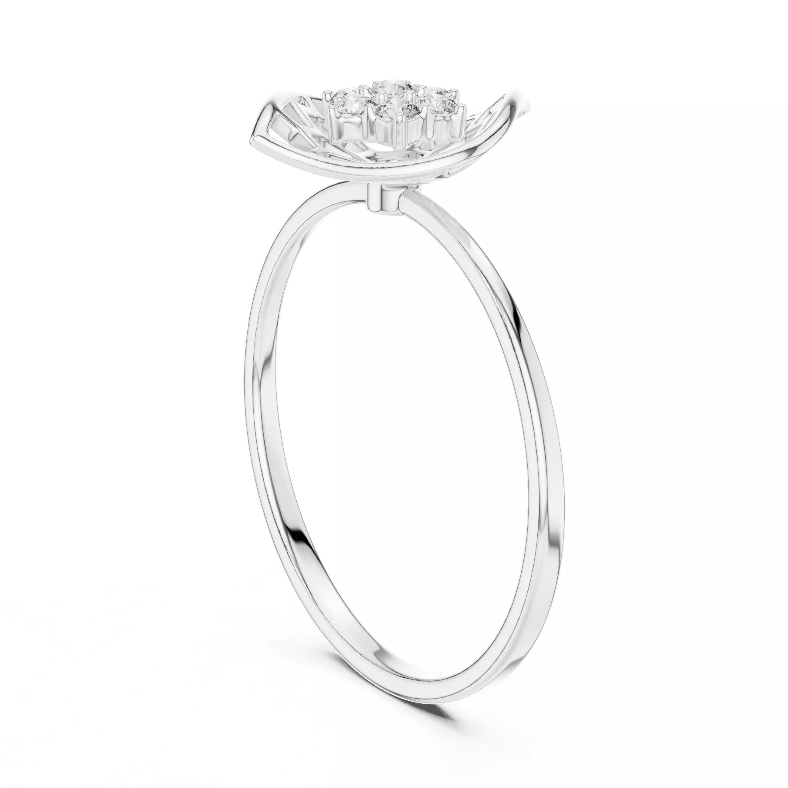 Seven Round Diamond Engagement Wedding Ring 3DM STL Video 3D print model_4