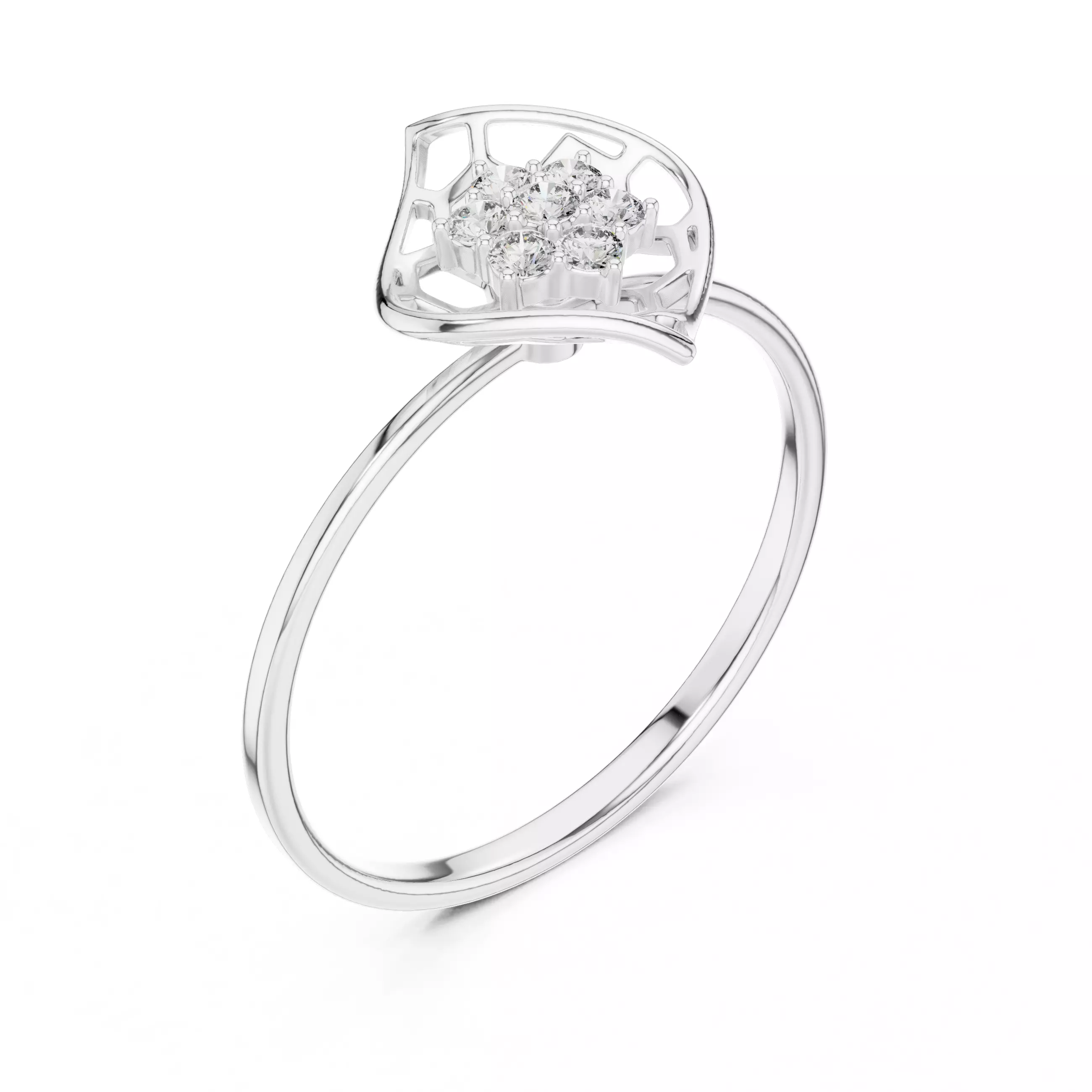 Seven Round Diamond Engagement Wedding Ring 3DM STL Video 3D print model_5