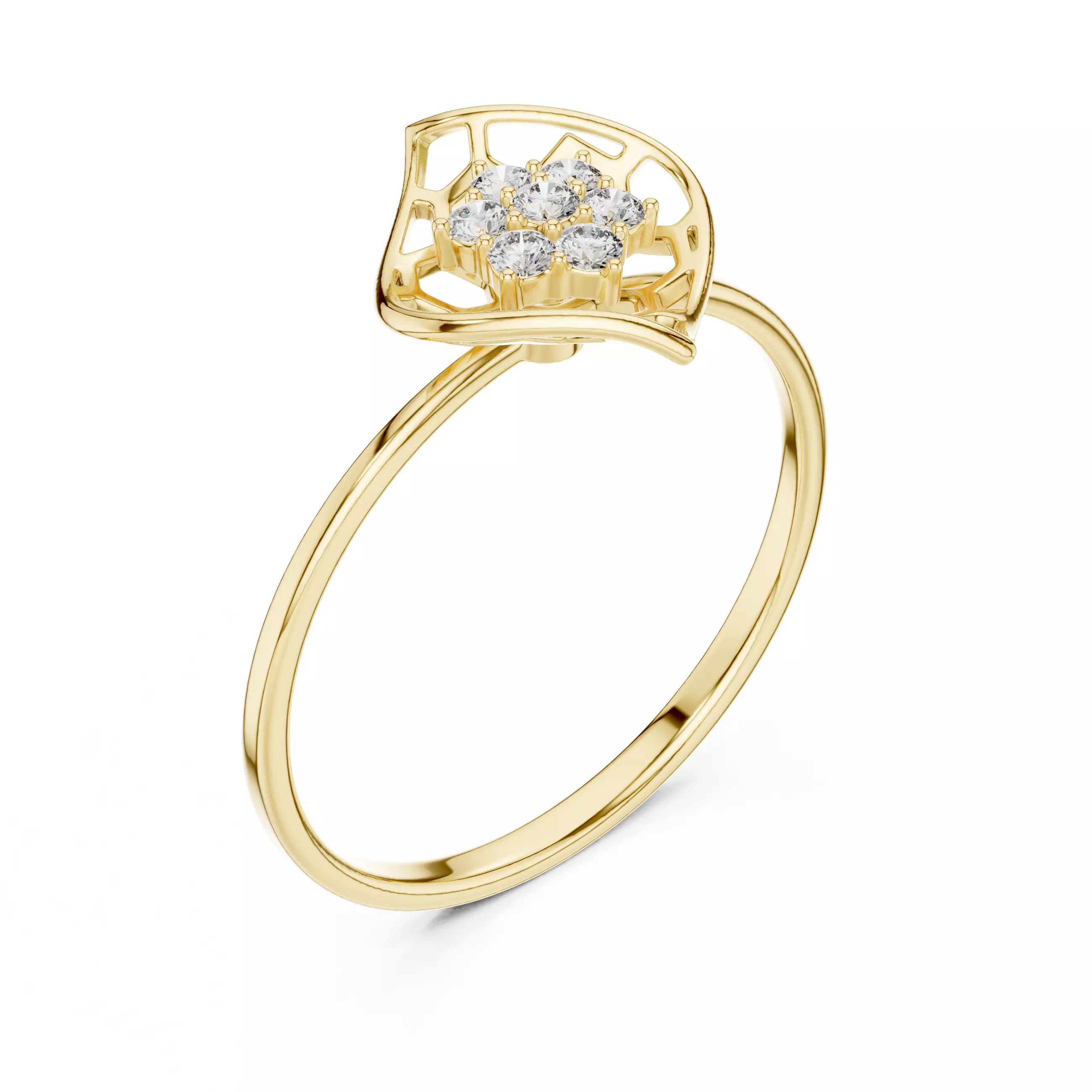 Seven Round Diamond Engagement Wedding Ring 3DM STL Video 3D print model_3