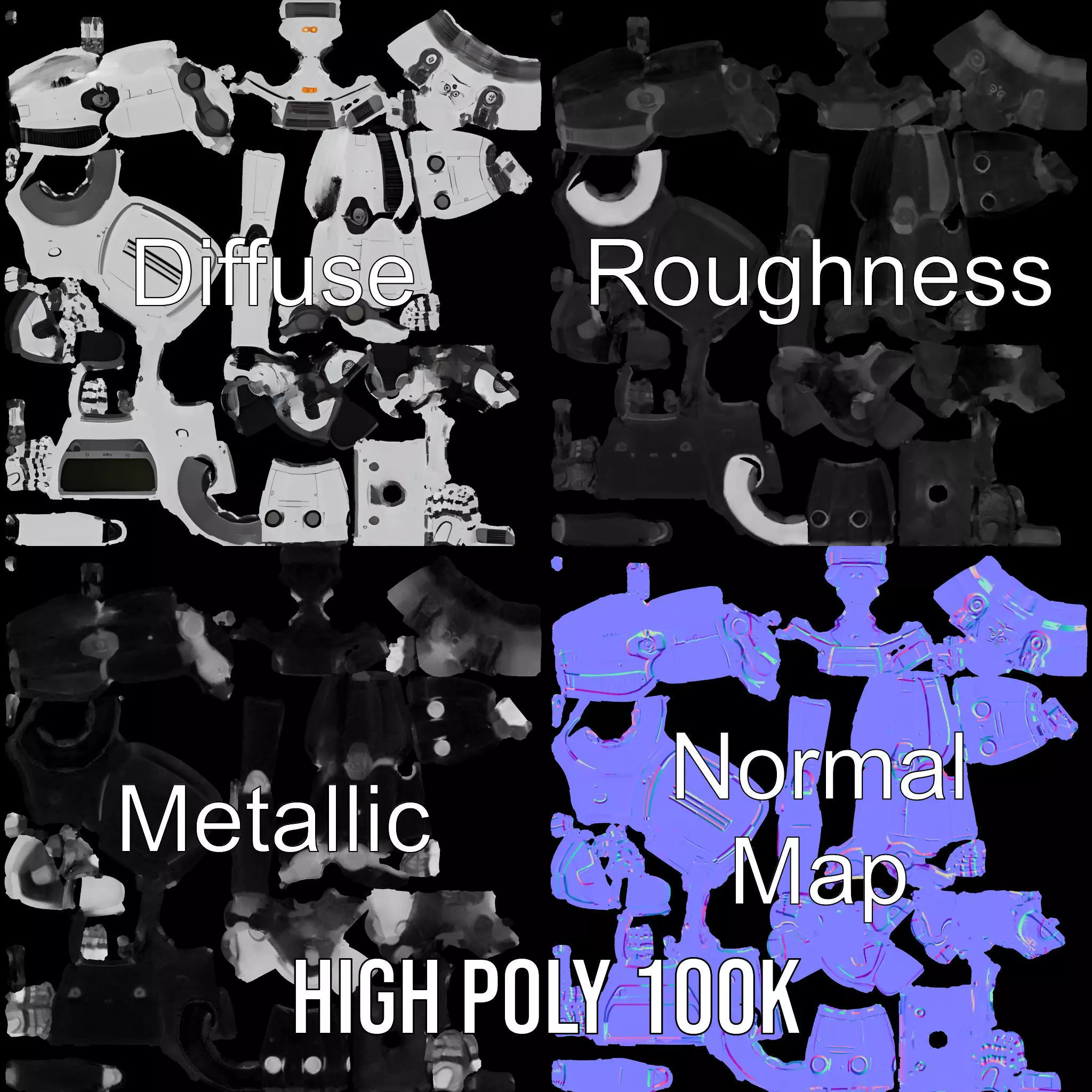 Retro Robot model pack Low-poly 3D model_4