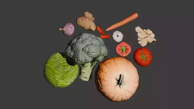 Fresh vegetables pack  Low-poly 3D model
