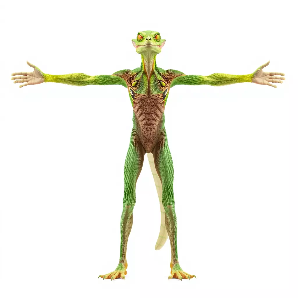 Green Reptilian Alien model pack Low-poly 3D model_3