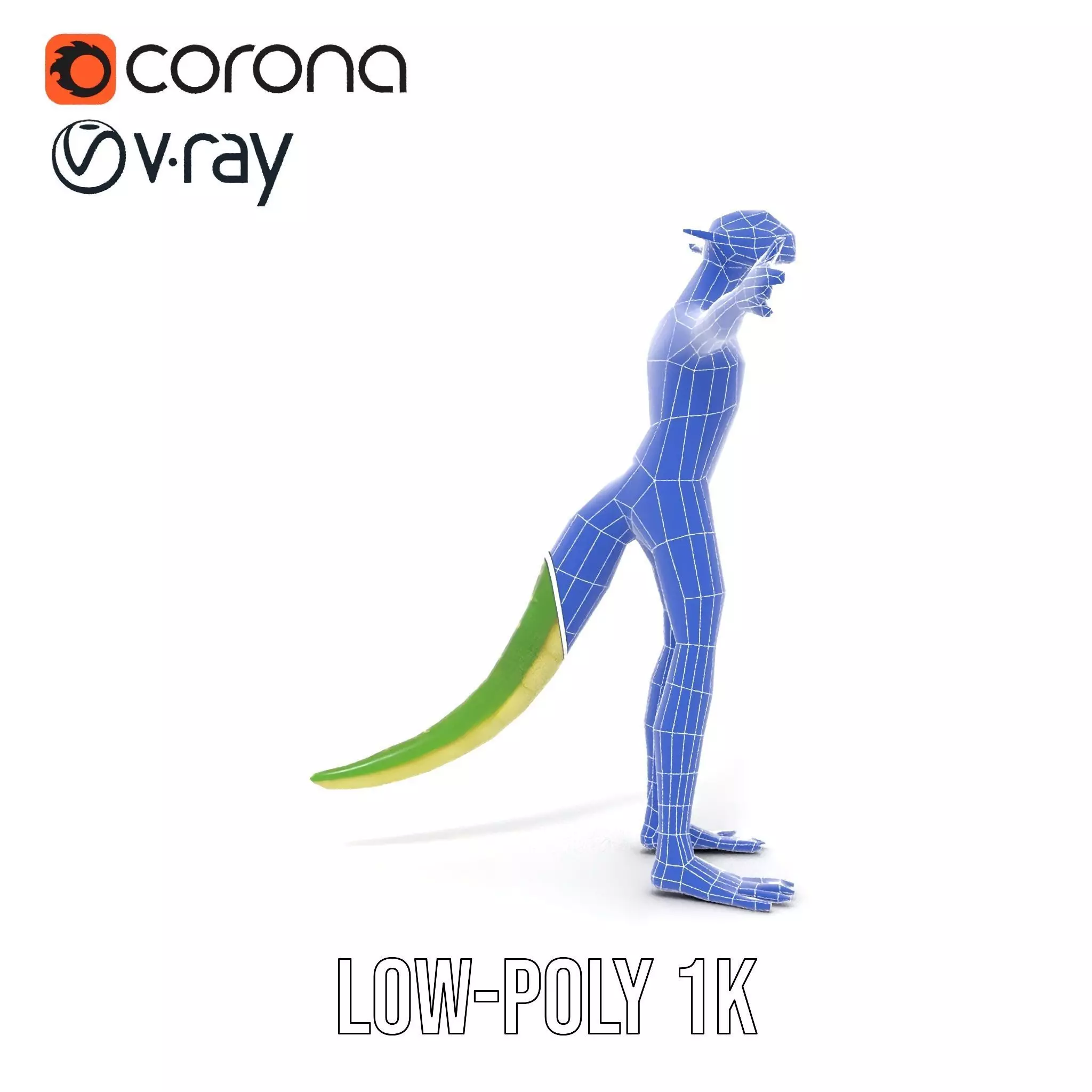 Green Reptilian Alien model pack Low-poly 3D model_31