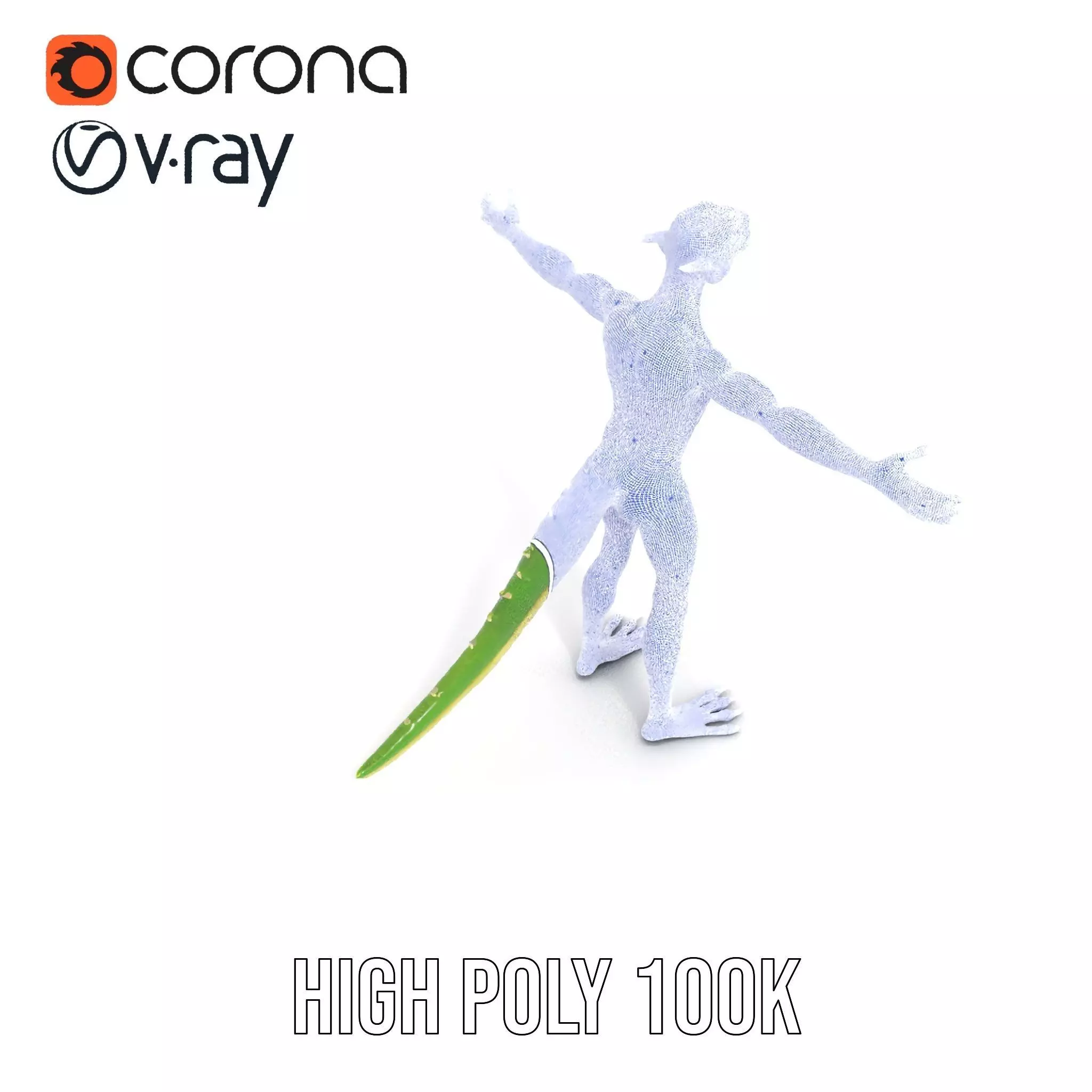 Green Reptilian Alien model pack Low-poly 3D model_29