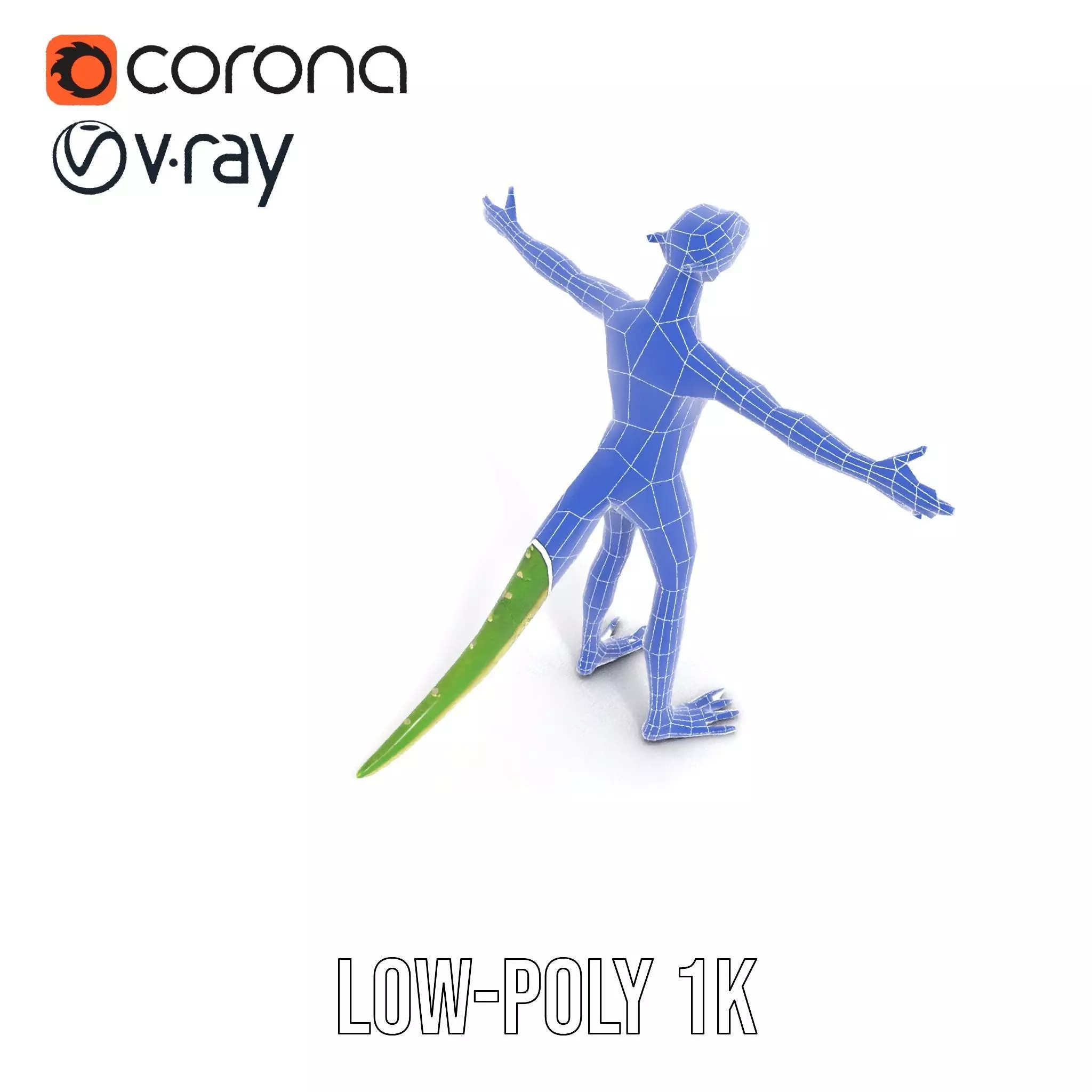 Green Reptilian Alien model pack Low-poly 3D model_9