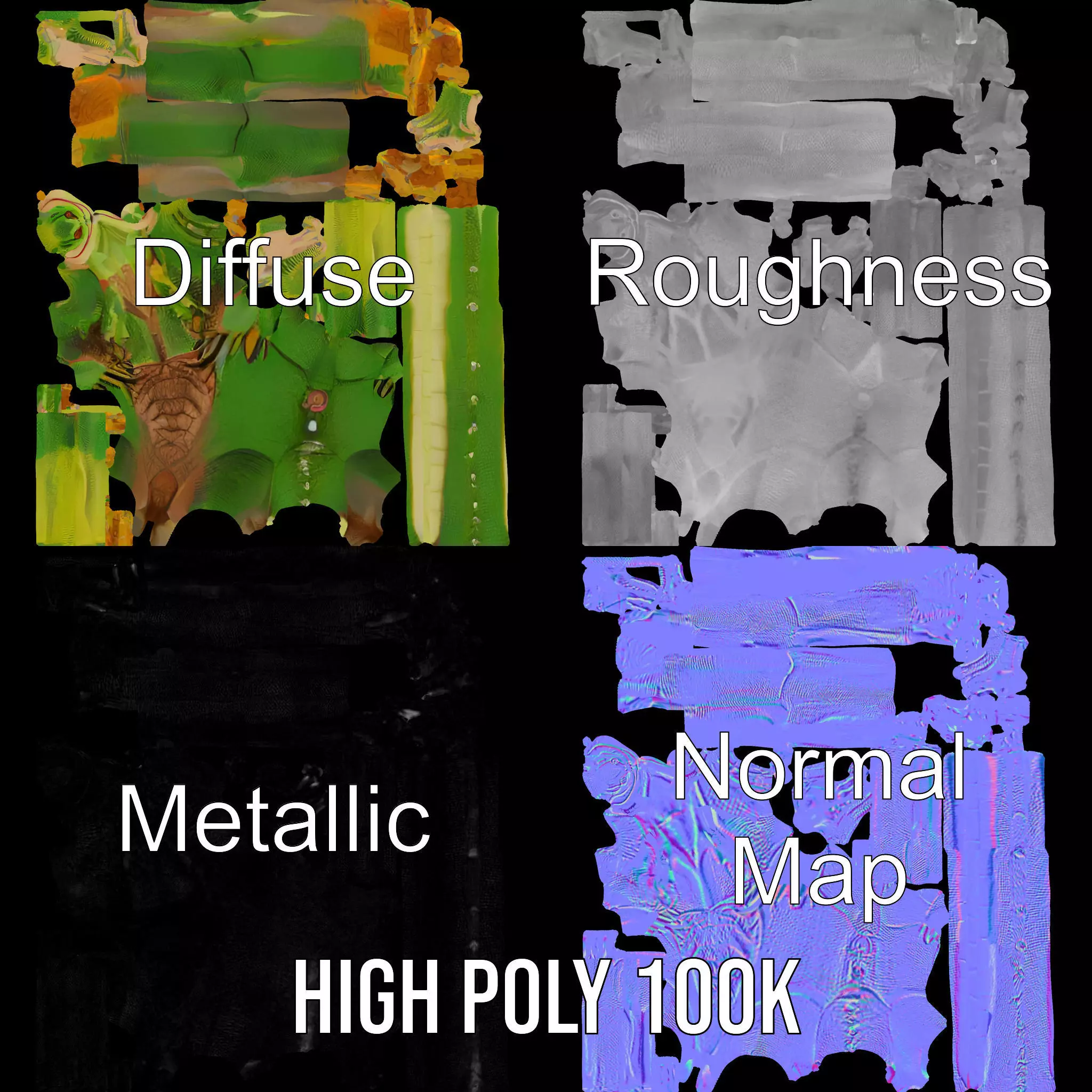 Green Reptilian Alien model pack Low-poly 3D model_4