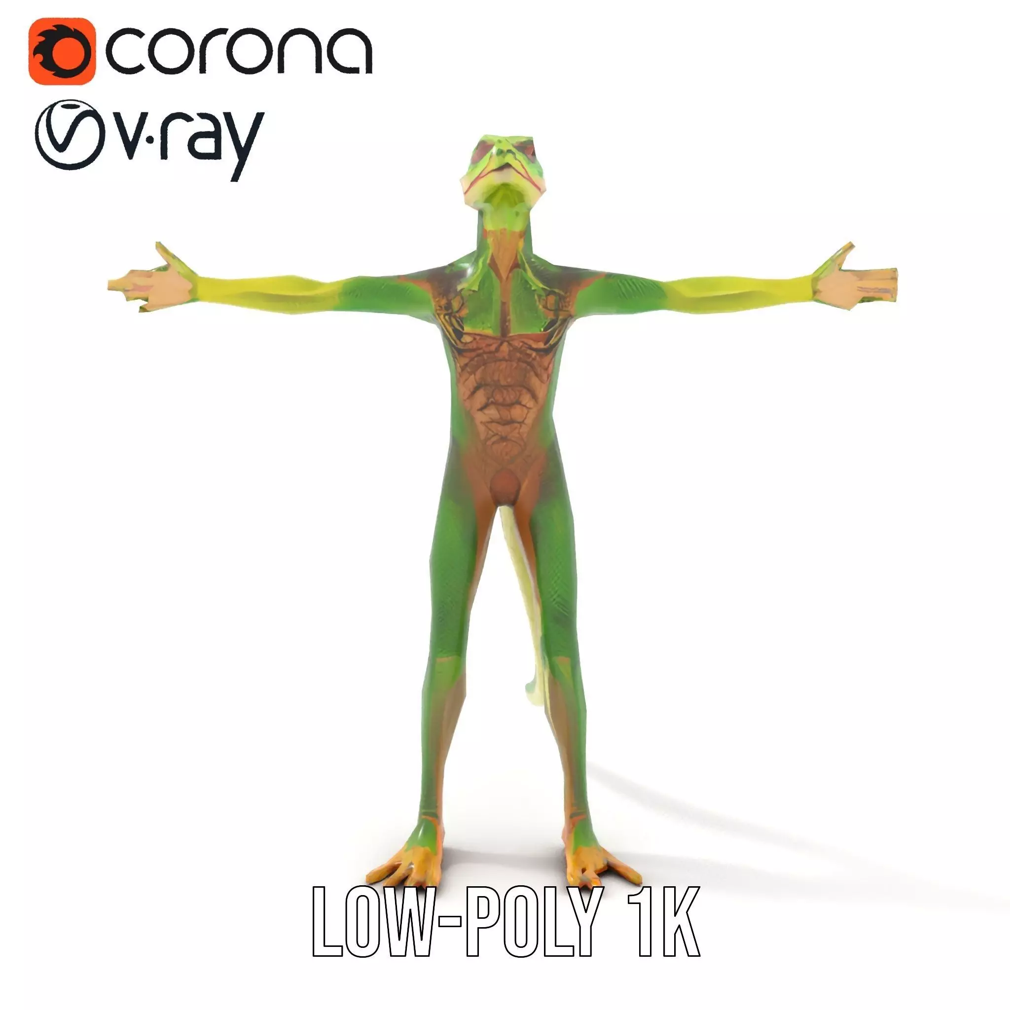 Green Reptilian Alien model pack Low-poly 3D model_22