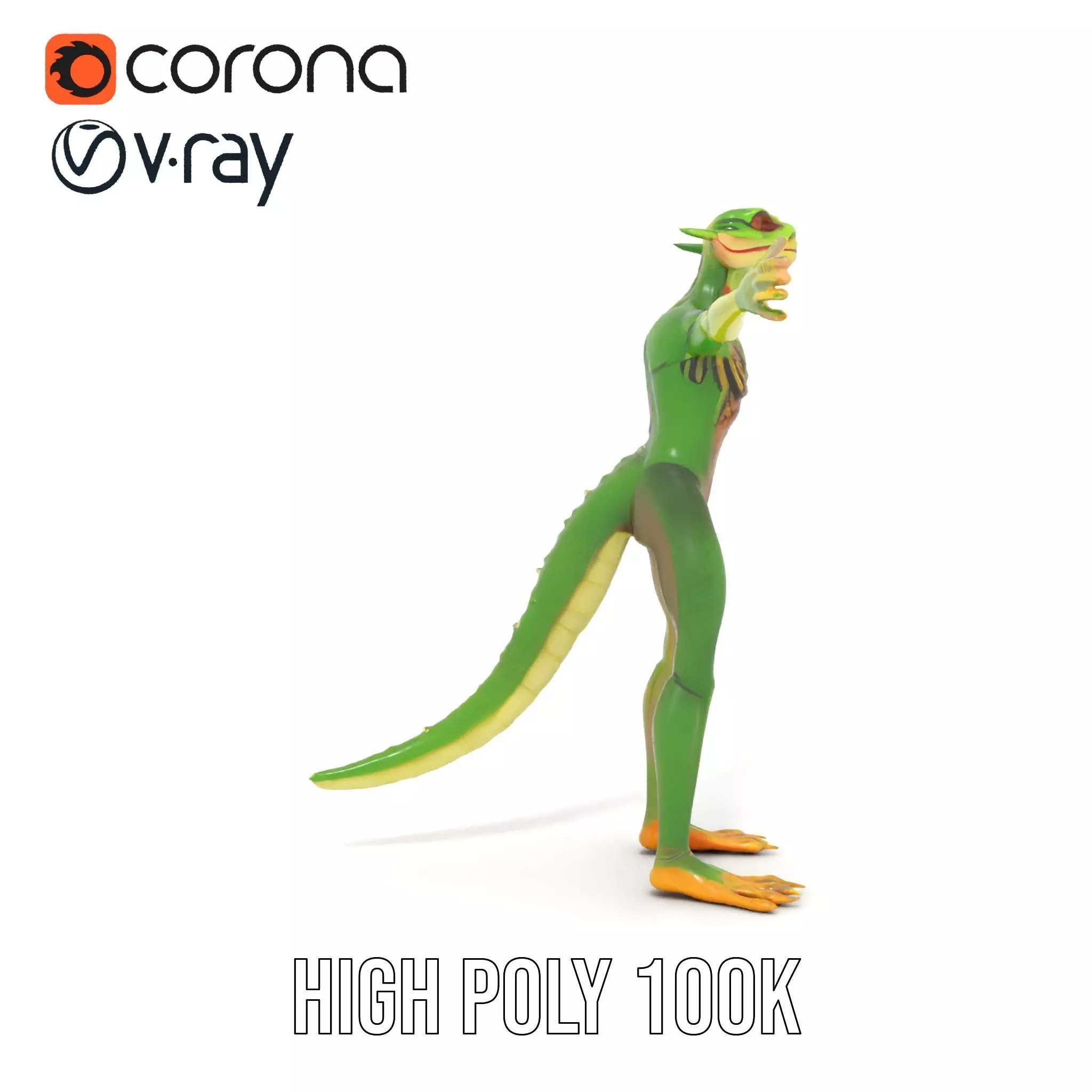 Green Reptilian Alien model pack Low-poly 3D model_26