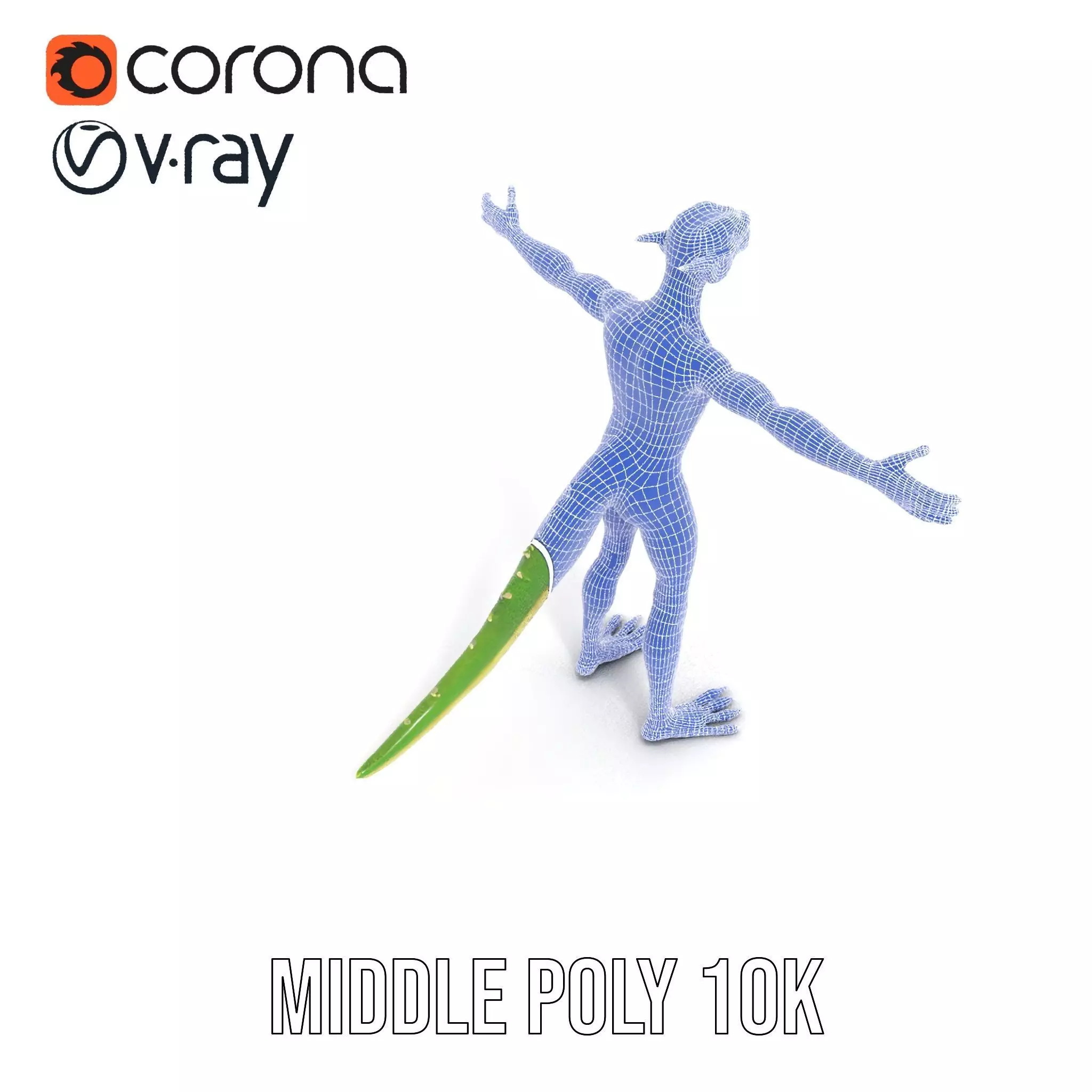 Green Reptilian Alien model pack Low-poly 3D model_30