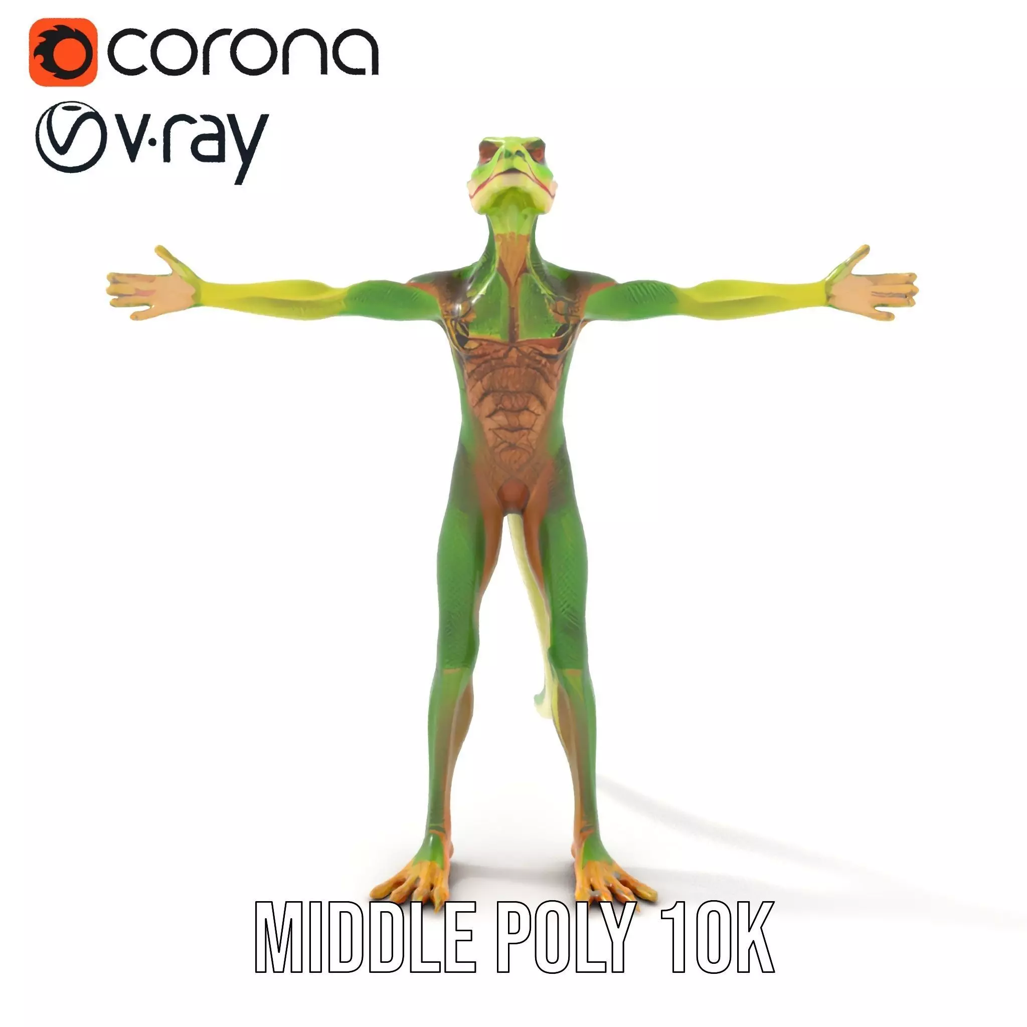 Green Reptilian Alien model pack Low-poly 3D model_10