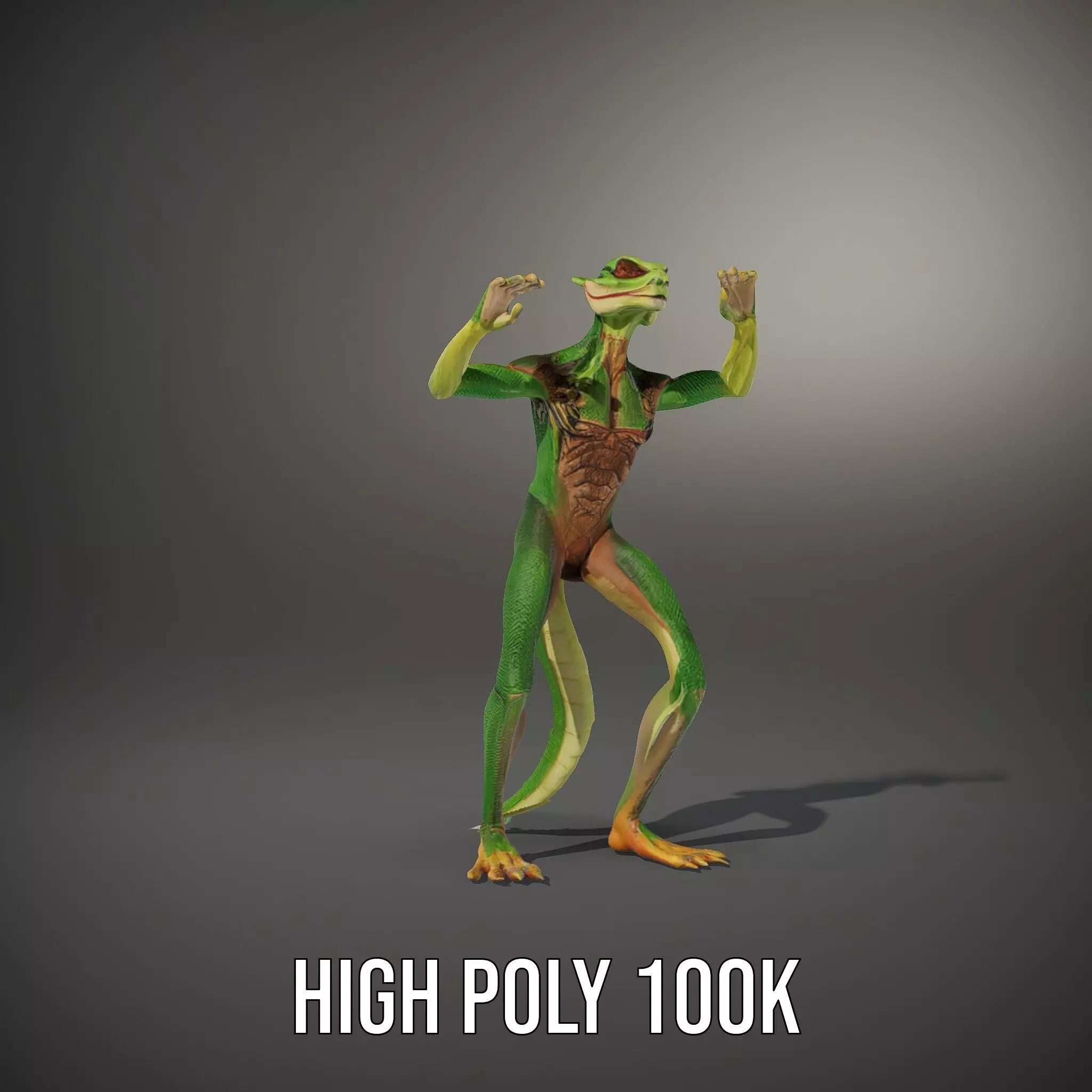 Green Reptilian Alien model pack Low-poly 3D model_33