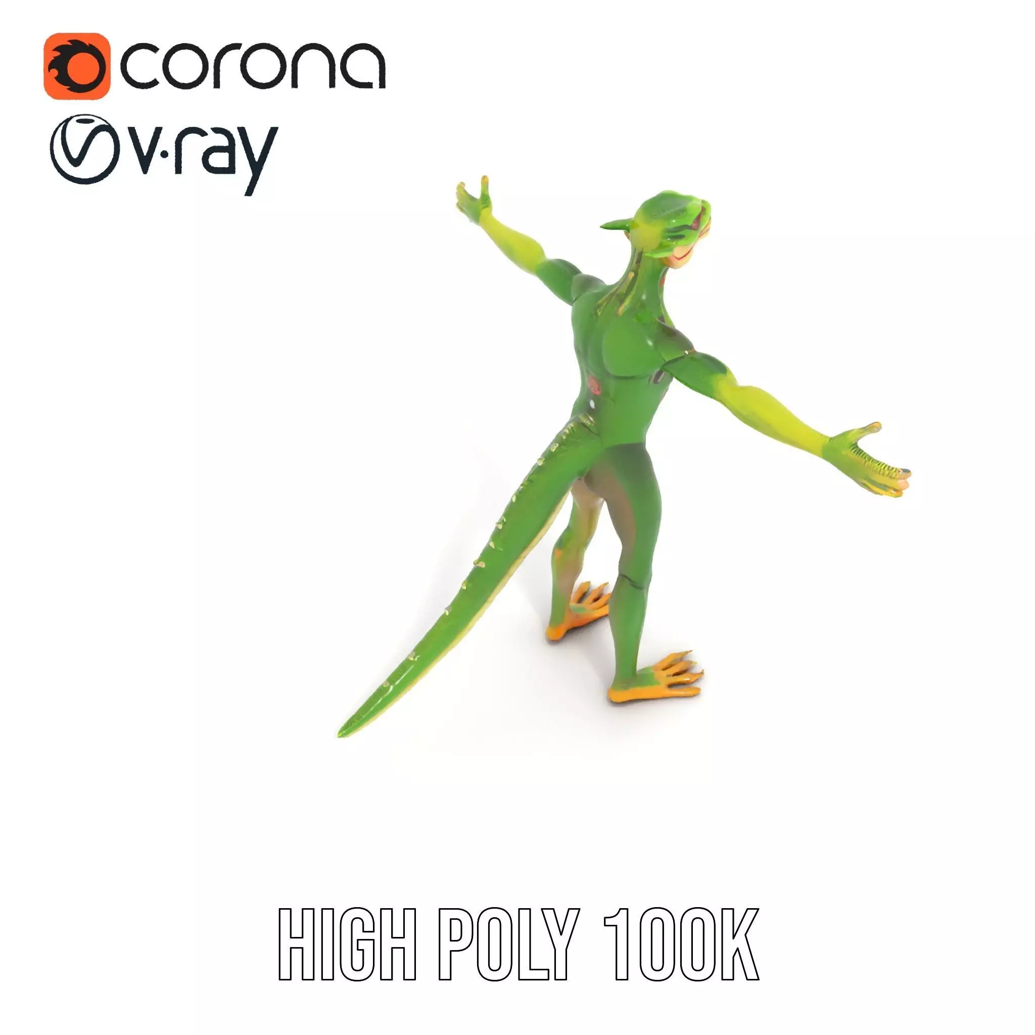 Green Reptilian Alien model pack Low-poly 3D model_20