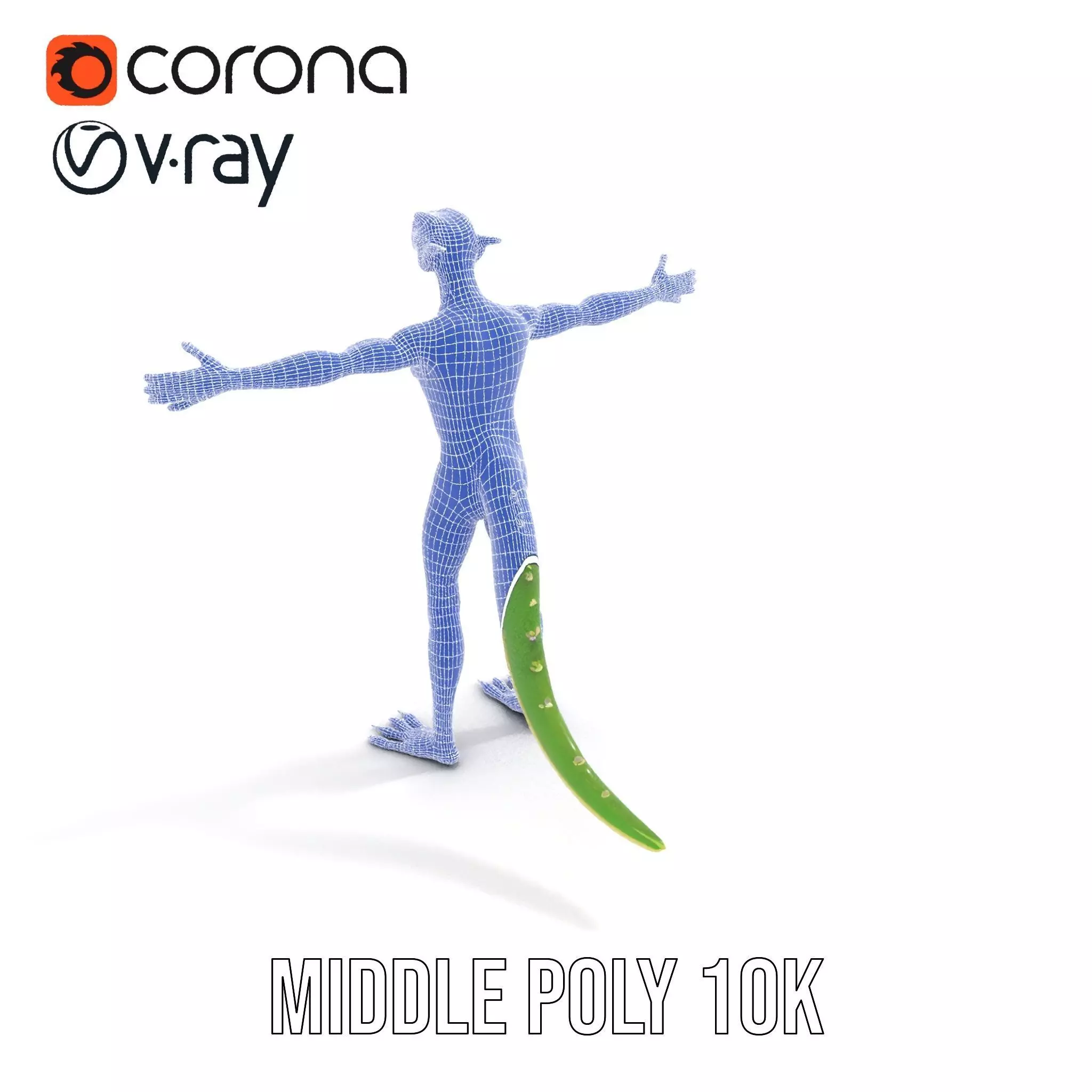 Green Reptilian Alien model pack Low-poly 3D model_13