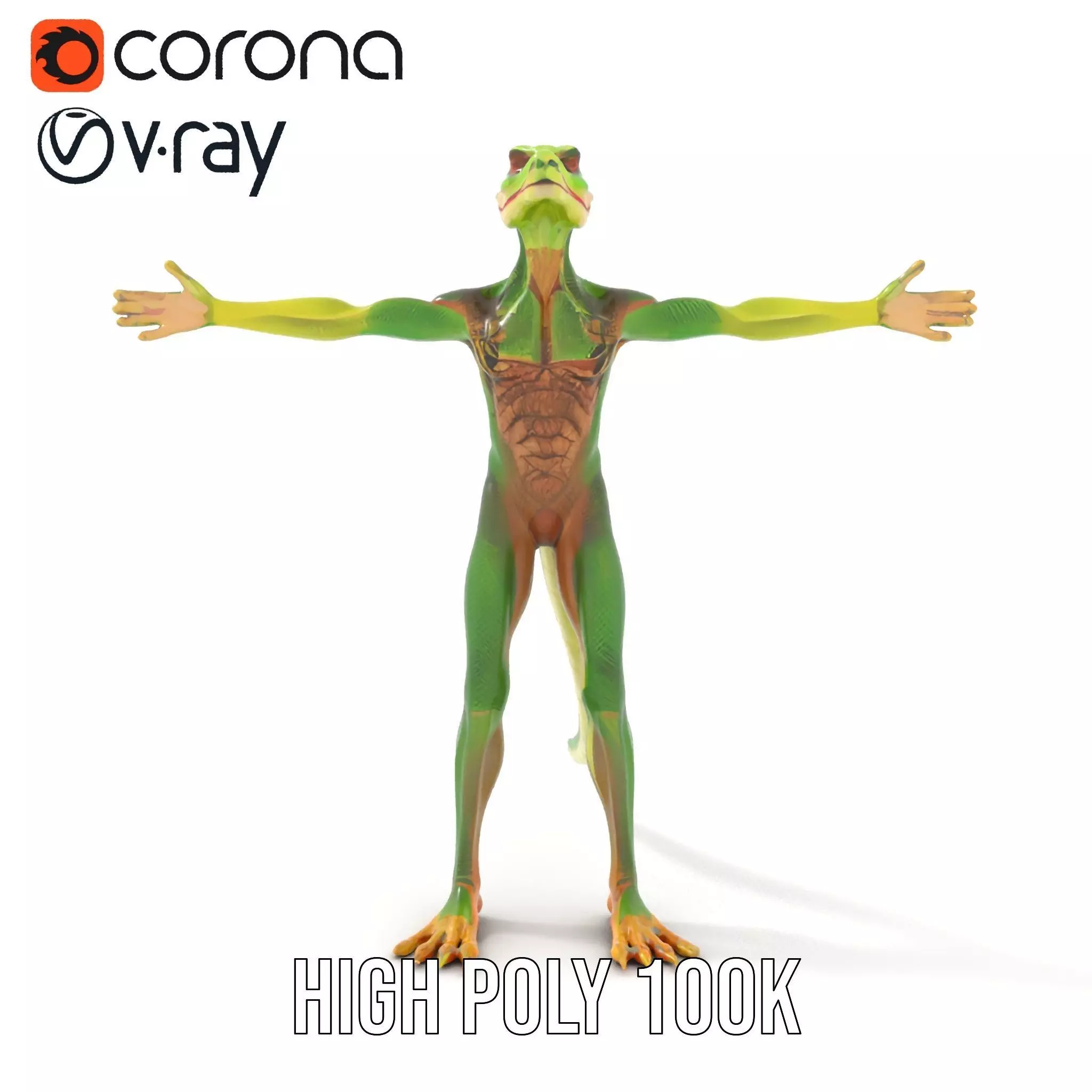 Green Reptilian Alien model pack Low-poly 3D model_15