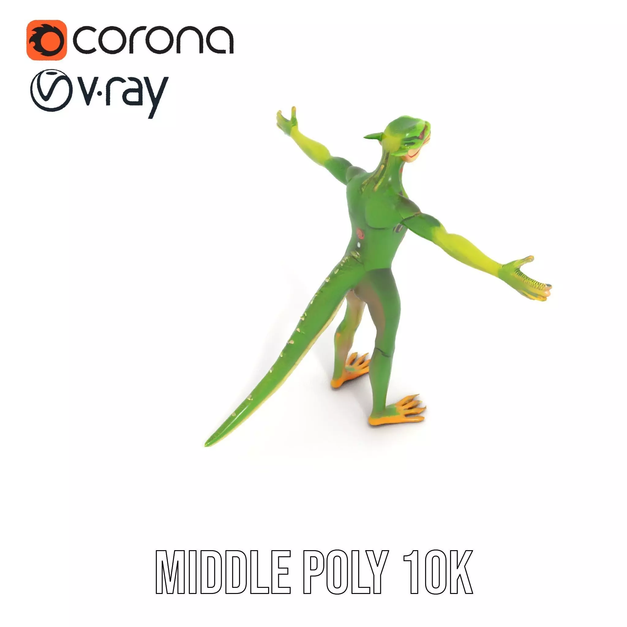 Green Reptilian Alien model pack Low-poly 3D model_6