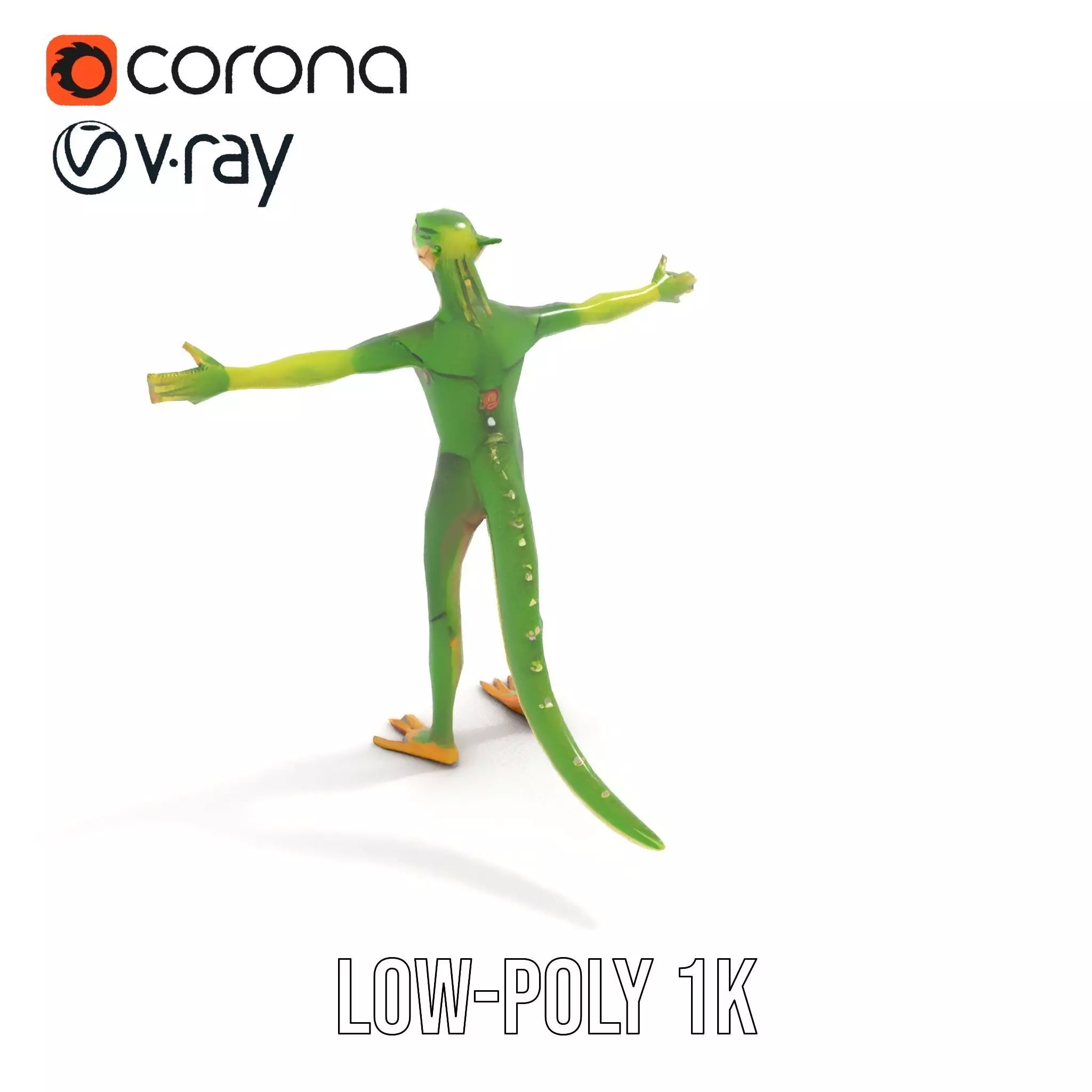 Green Reptilian Alien model pack Low-poly 3D model_25