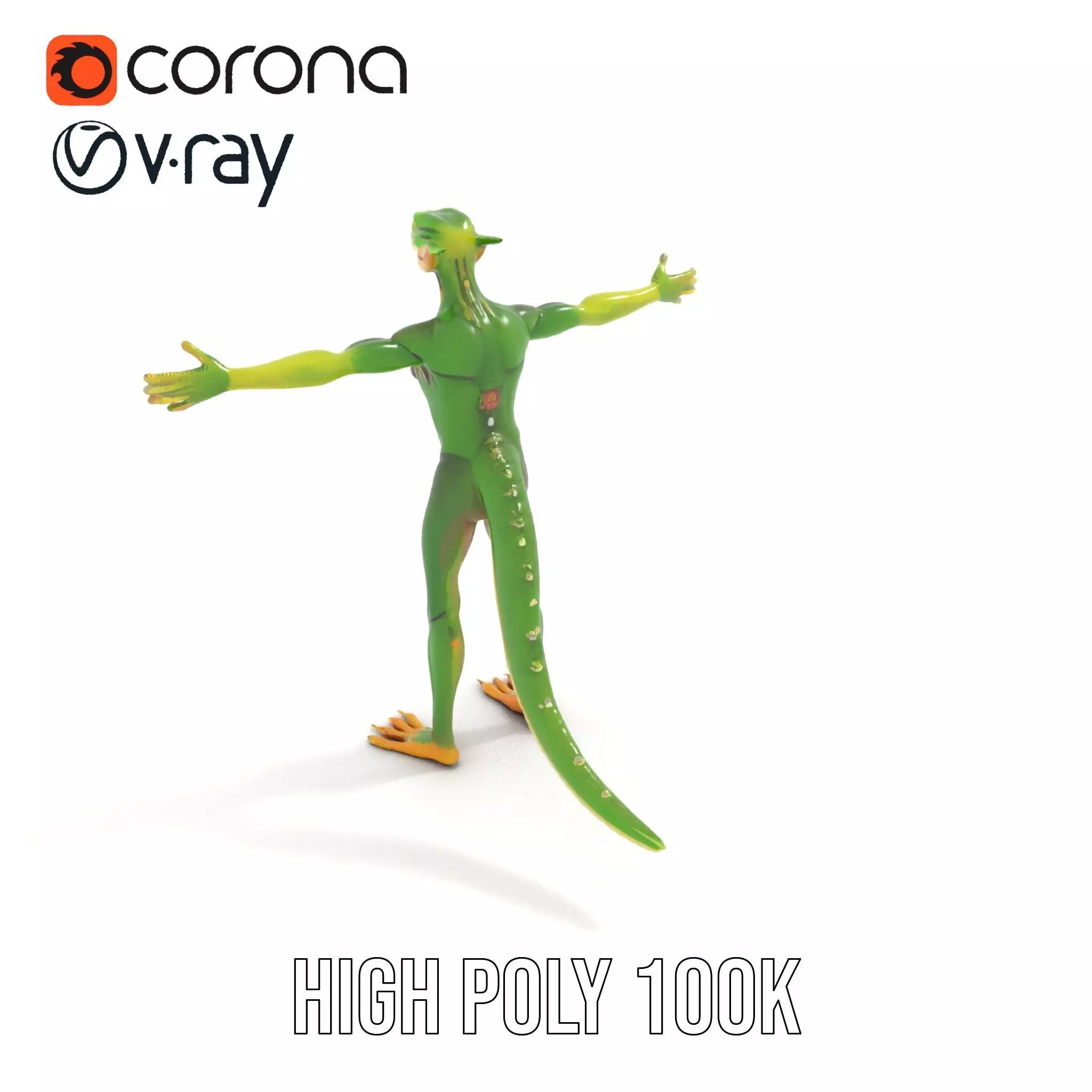 Green Reptilian Alien model pack Low-poly 3D model_12